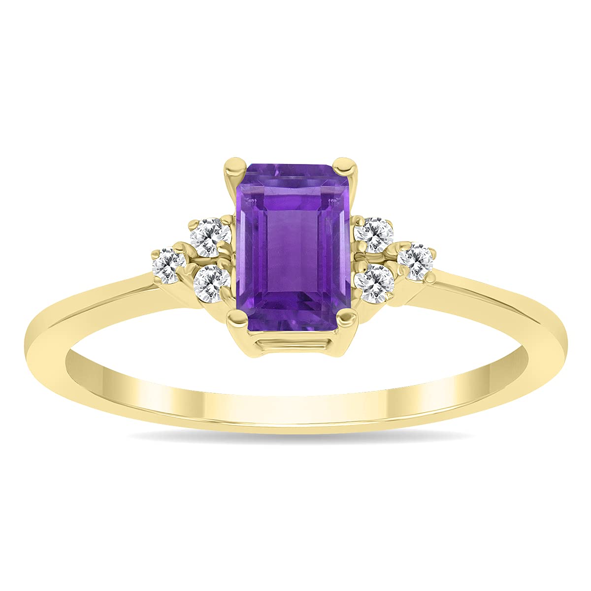 10K Yellow Gold Gemstone & Diamond Ring - Emerald, Sapphire, Blue Topaz, Amethyst Options | Elegant Jewelry for Engagement, Wedding & Special Occasions