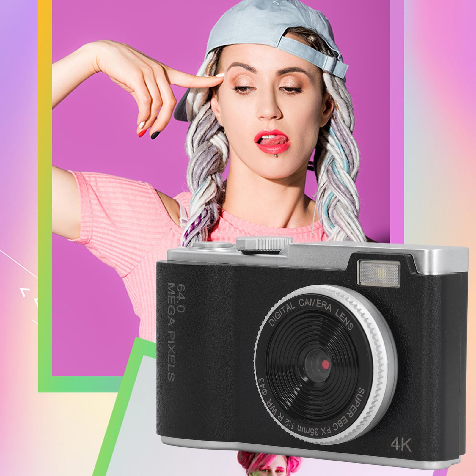 4K Digital Camera for Adults - Portable Compact Selfie Camera with 2.4