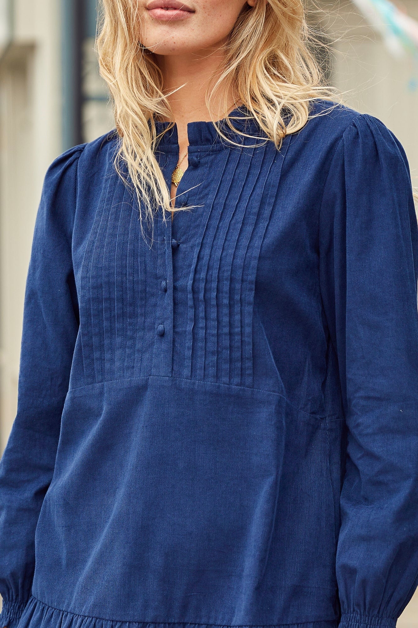 Stylish Women's Corduroy Mini Dress in Navy Blue | Casual Fall Outfit for Brunch, Dates & Shopping