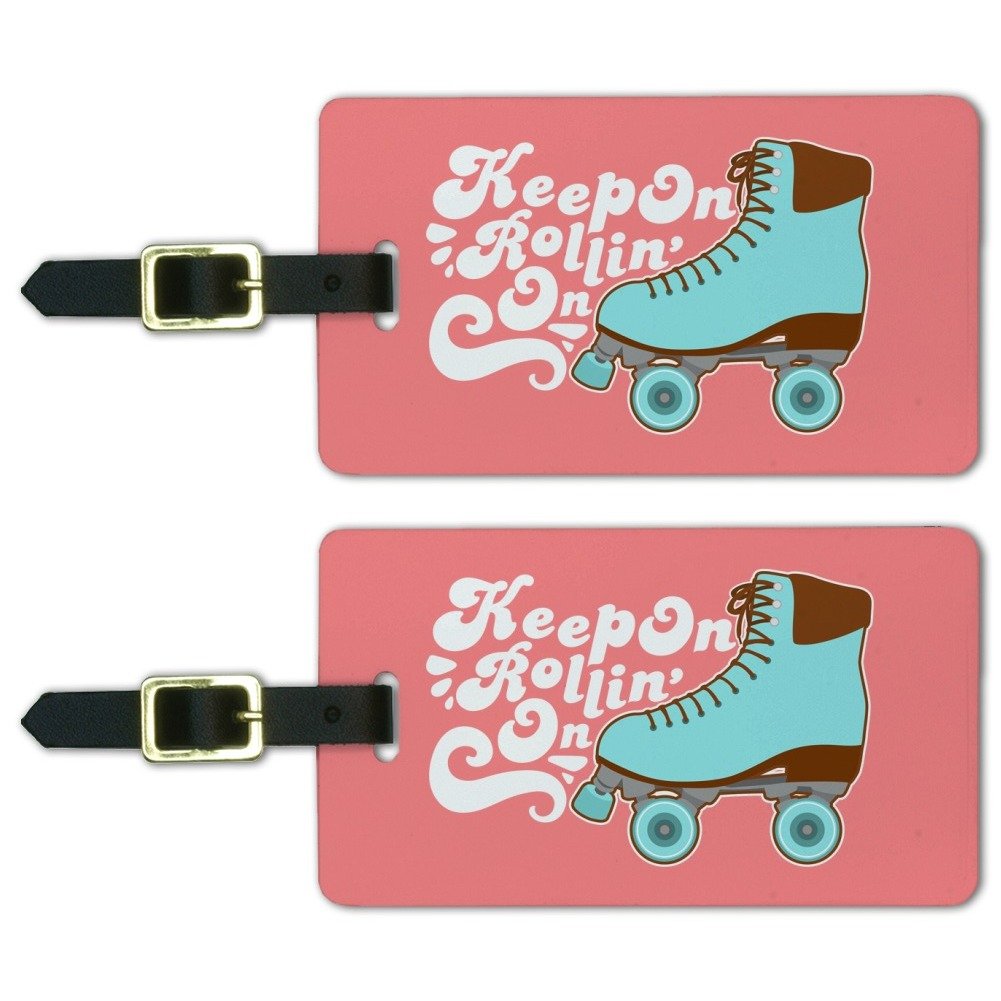 Roller Derby Skates Luggage ID Tags - Set of 2 Personalized Travel Accessories for Roller Skating Enthusiasts | Perfect for Rink Bags & Suitcases
