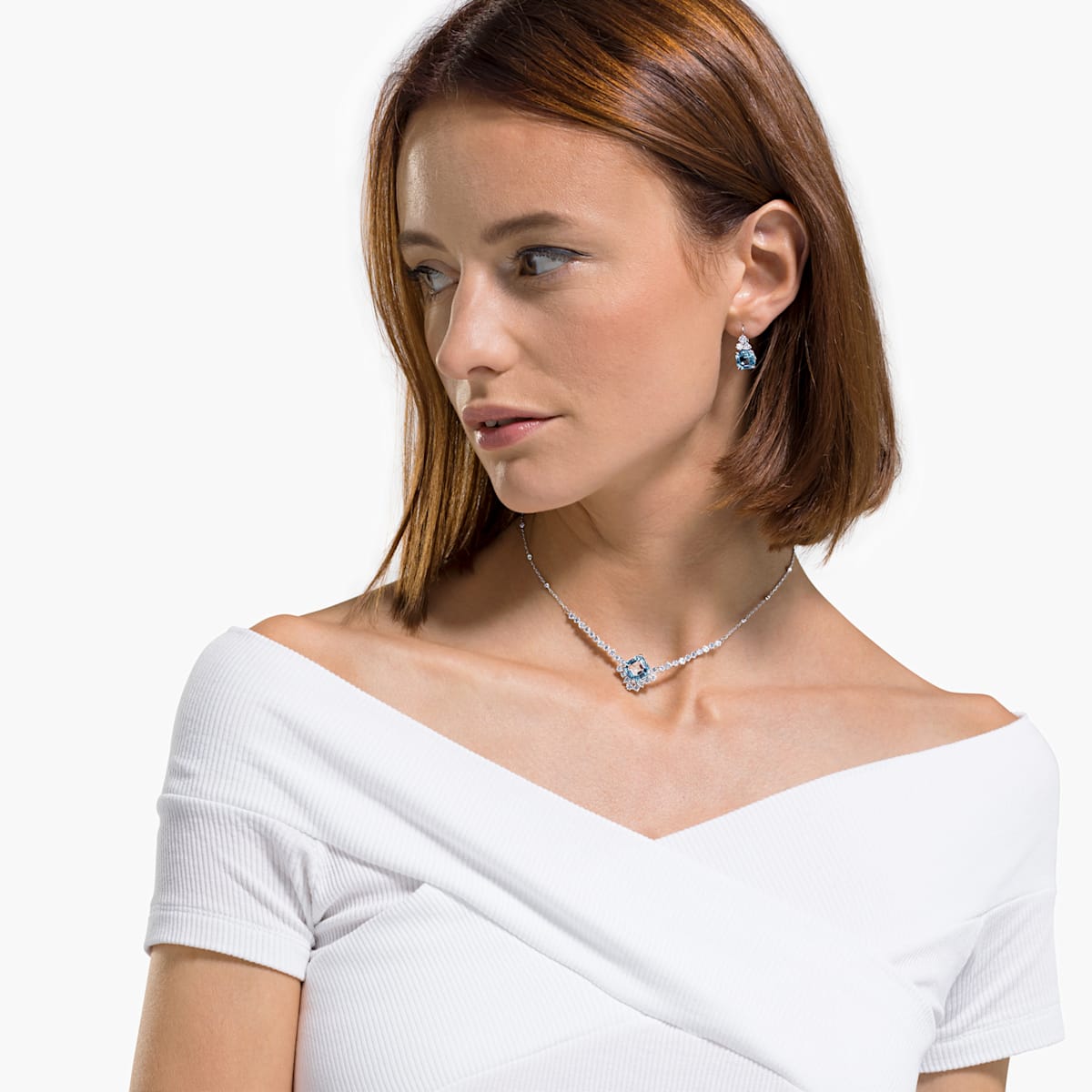Oceana Aqua Blue Bridal Jewelry Set - Elegant Wedding Necklace & Earrings for Bride, Bridesmaids, and Formal Occasions | Perfect for Beach Weddings, Prom, and Evening Events