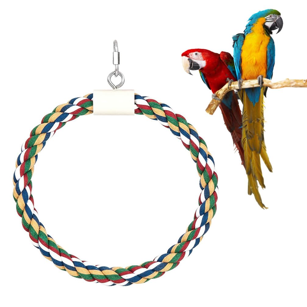 Balacoo Parrot Toys - Bird Cage Climbing & Biting Toys for Conures, Parakeets, Long Tail Birds - Cotton Rope Swing & Bungee Cord Accessories - Perfect for Playtime & Exercise in Bird Cages