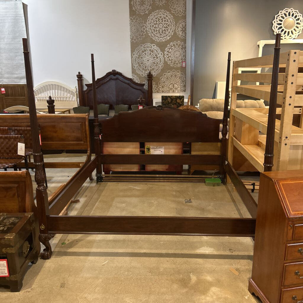 Handcrafted Wooden King Size Poster Bed with Footboard - 79