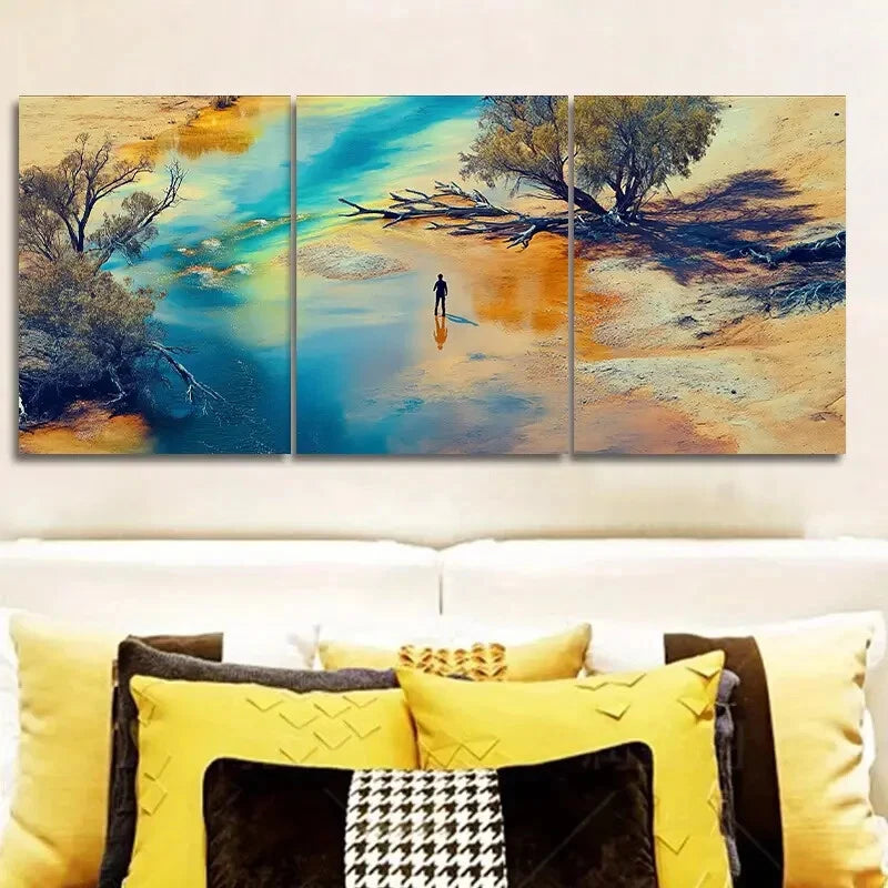 3-Piece Aerial View Sand Wall Art Set - Framed Canvas Prints 40x60cm | High Quality Australian Made Wall Decor | Perfect for Living Room, Bedroom & Office Decor