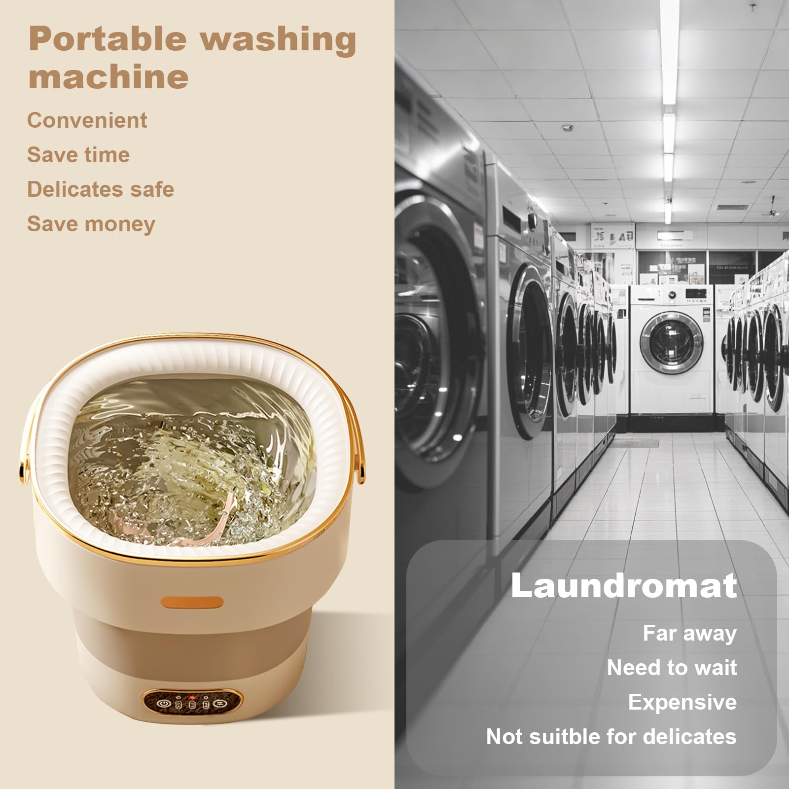 Portable Mini Washing Machine 13L - 3 Cleaning Modes for Baby Clothes, Underwear & Socks - Compact Foldable Design for Apartments, Dorms, Camping & Travel - Perfect for Small Spaces & On-the-Go Laundry Needs