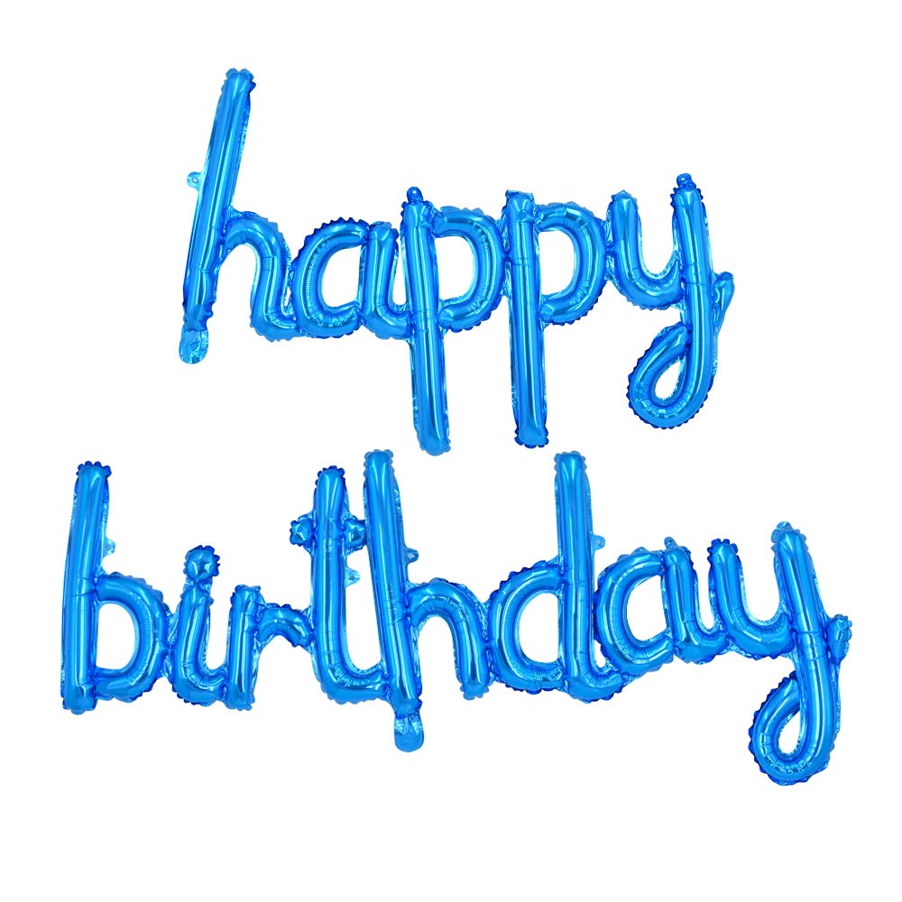 BEISHIDA 16 Inch Blue Happy Birthday Mylar Foil Balloons & Banner Set - Ocean Theme Party Decorations for Kids & Adults - Perfect for Birthday Celebrations, Baby Showers & Graduation Parties
