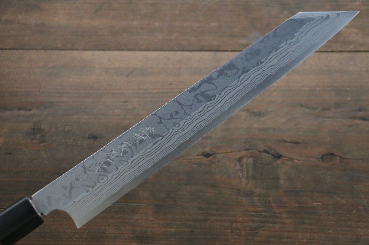 Premium Hideo Kitaoka Blue Steel No.2 Damascus Kiritsuke Yanagiba Knife 270mm with Exquisite Shitan Handle - Perfect for Sushi Chefs & Japanese Cuisine Preparation