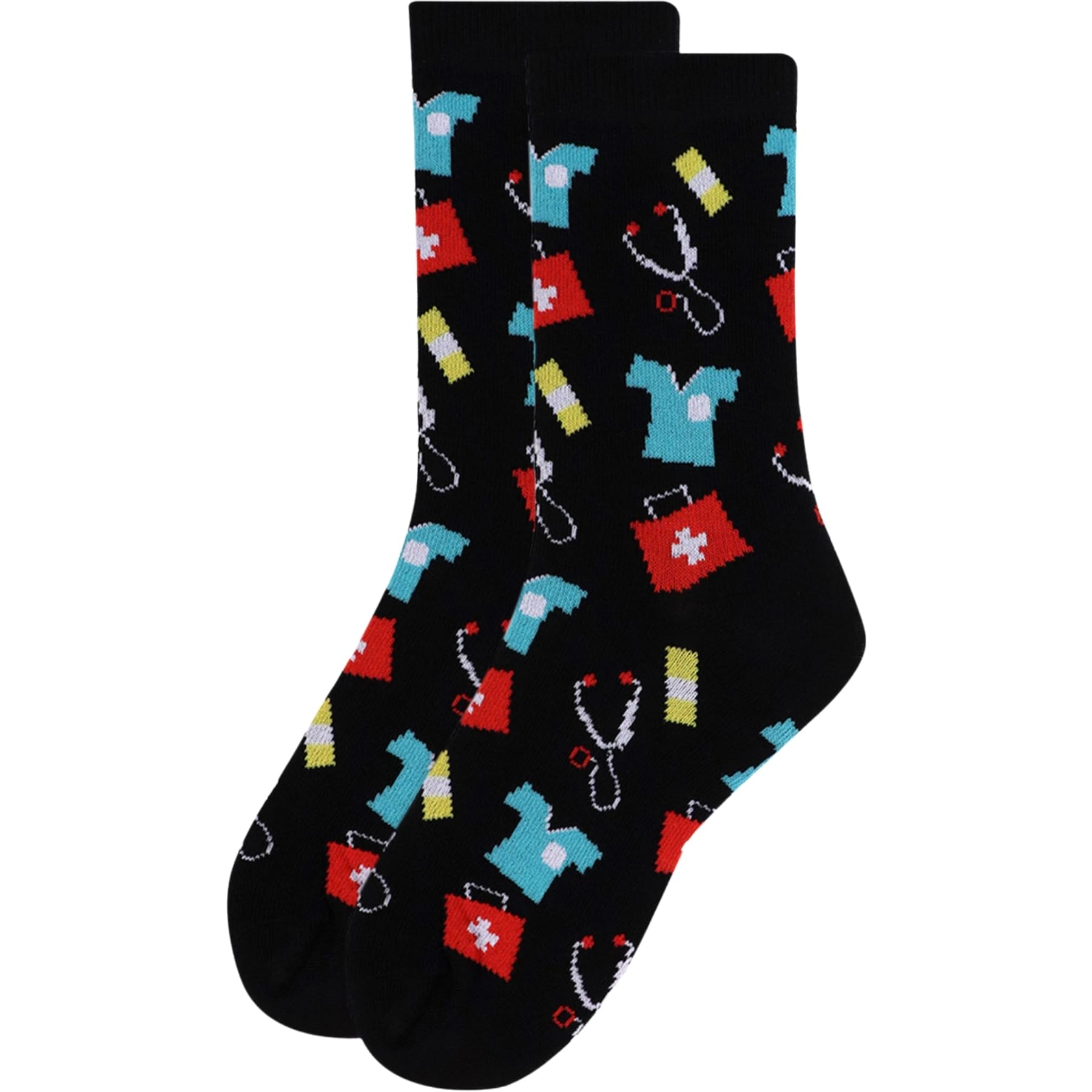 Women's Doctor & Nurse Crew Novelty Socks - Black | Funny Medical Themed Socks for Nurses, Doctors & Healthcare Workers | Perfect Gift for Medical Professionals & Students