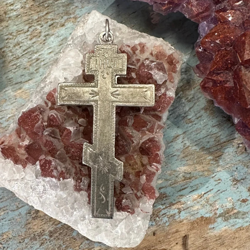 Vintage Sterling Silver Holy Cross Pendant - Antique Time-Worn Religious Jewelry - Perfect for Gifts, Baptism, First Communion & Everyday Faith-Based Wear