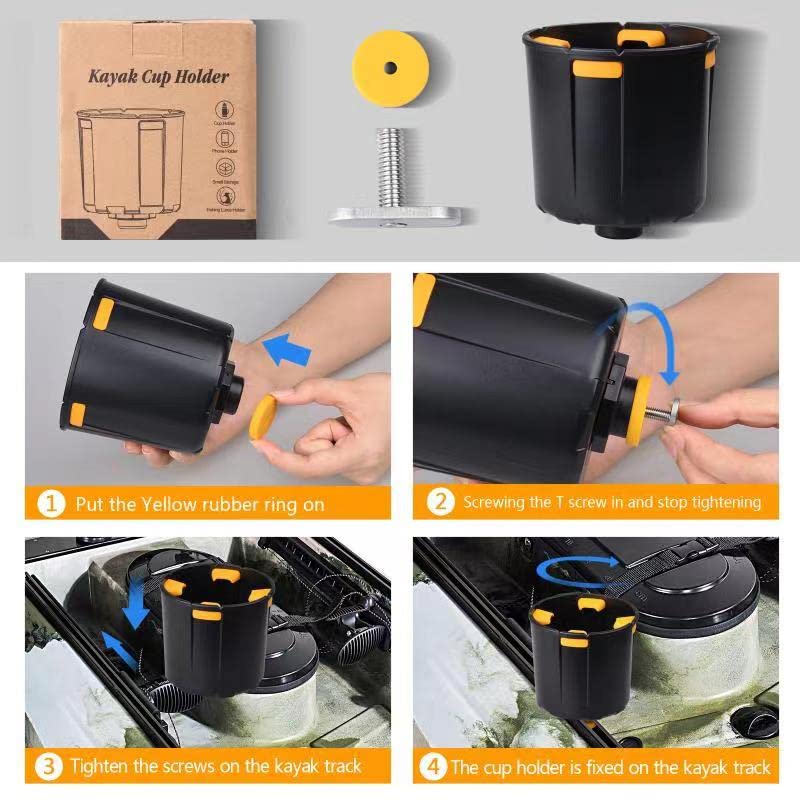 **Multi-Functional Kayak Cup Holder & Accessory Organizer – Drink, Bottle, Phone & Fishing Gear Storage – Kayak Track Mount Installation – Perfect for Fishing, Camping & Water Sports**