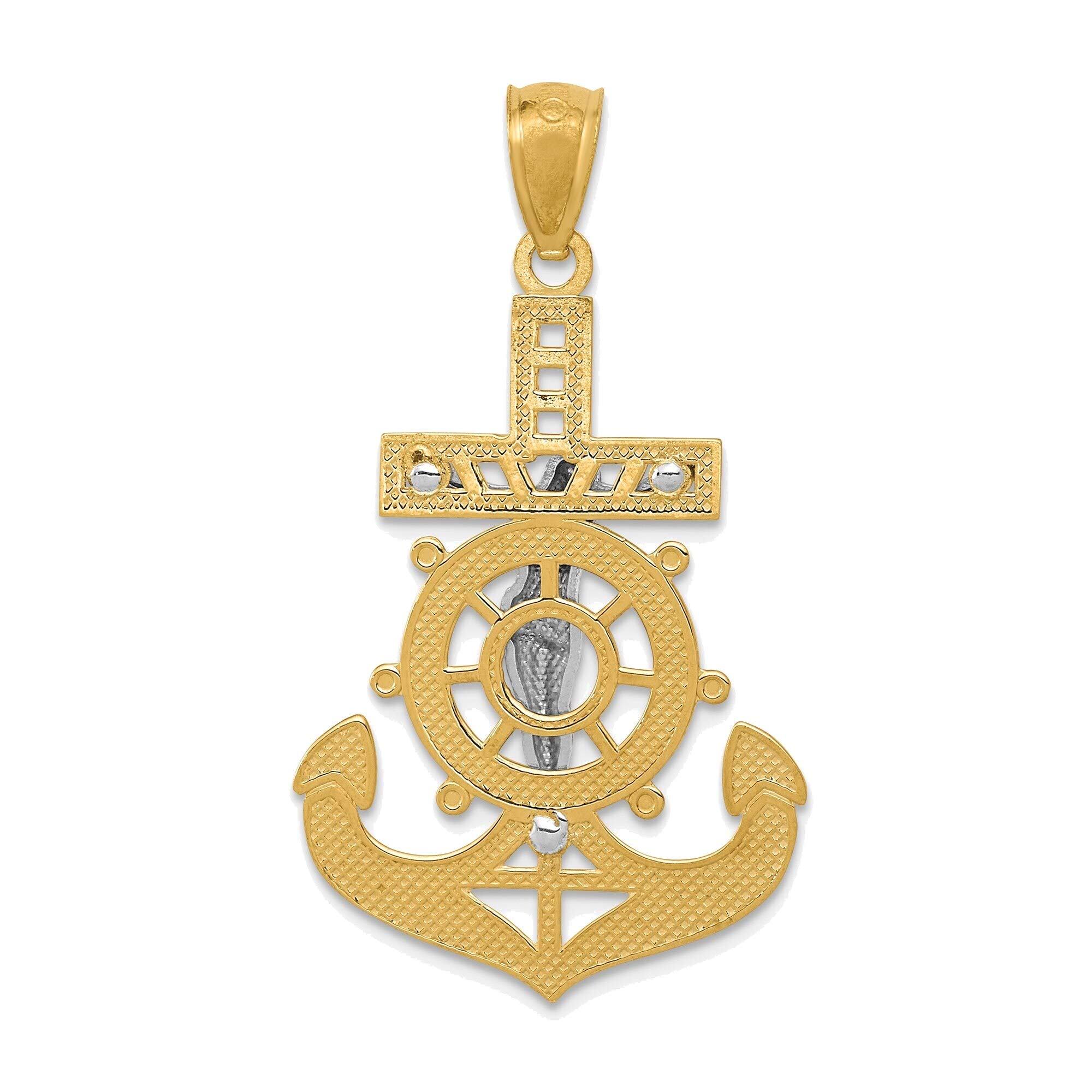 Bonyak 14K Yellow Gold Rhodium Plated Polished Mariners Crucifix Pendant - Elegant Religious Jewelry for Men & Women, Perfect for Gifts, Weddings & Everyday Wear