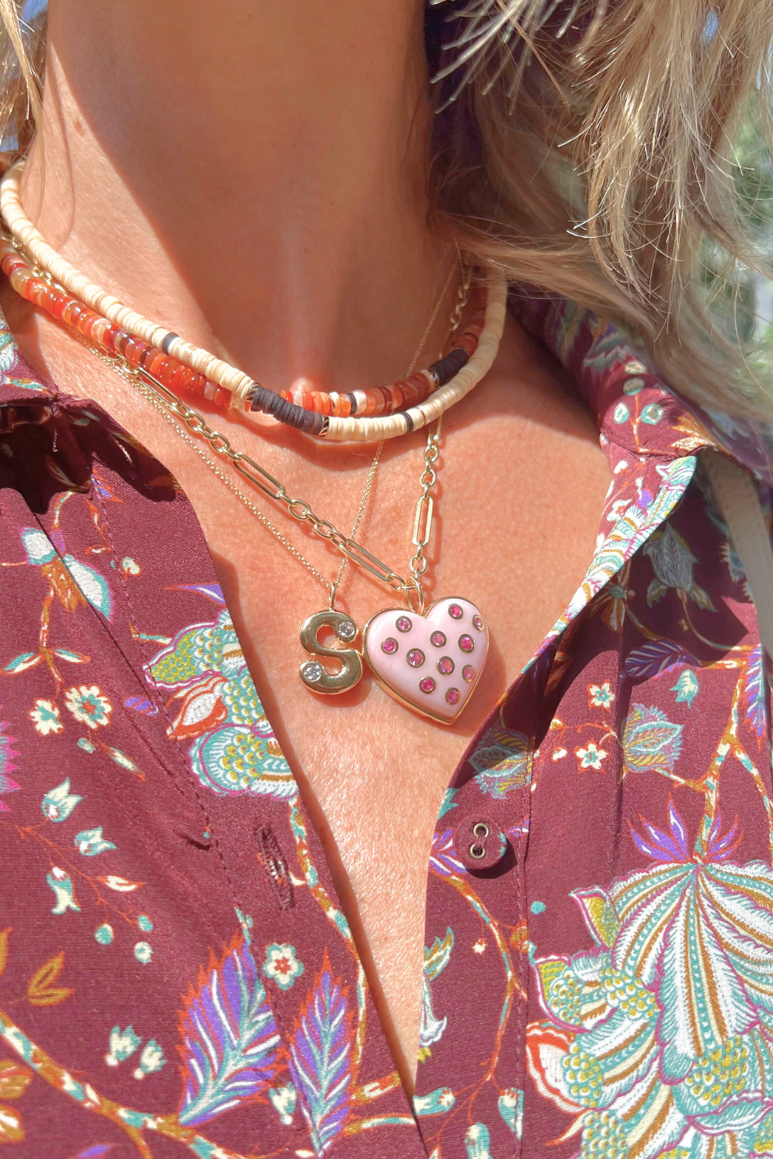 Bubble Letter Pendant Necklace with Two Diamonds - Elegant Initial Jewelry for Women, Perfect Gift for Birthday, Anniversary & Valentine's Day