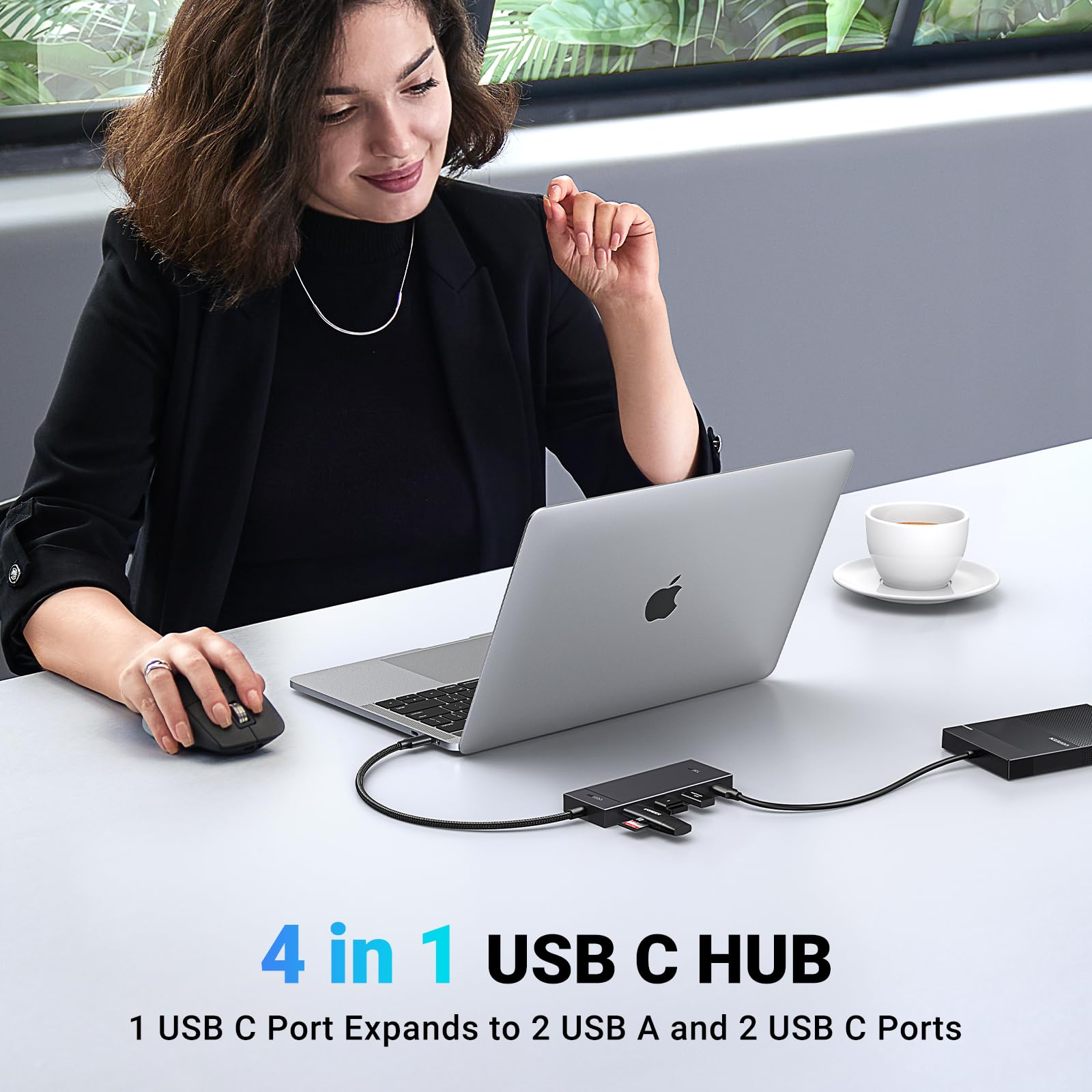 UGREEN 4-in-1 USB C Hub 10Gbps - 2 USB-C & 2 USB-A Ports for MacBook, iPad, Laptop