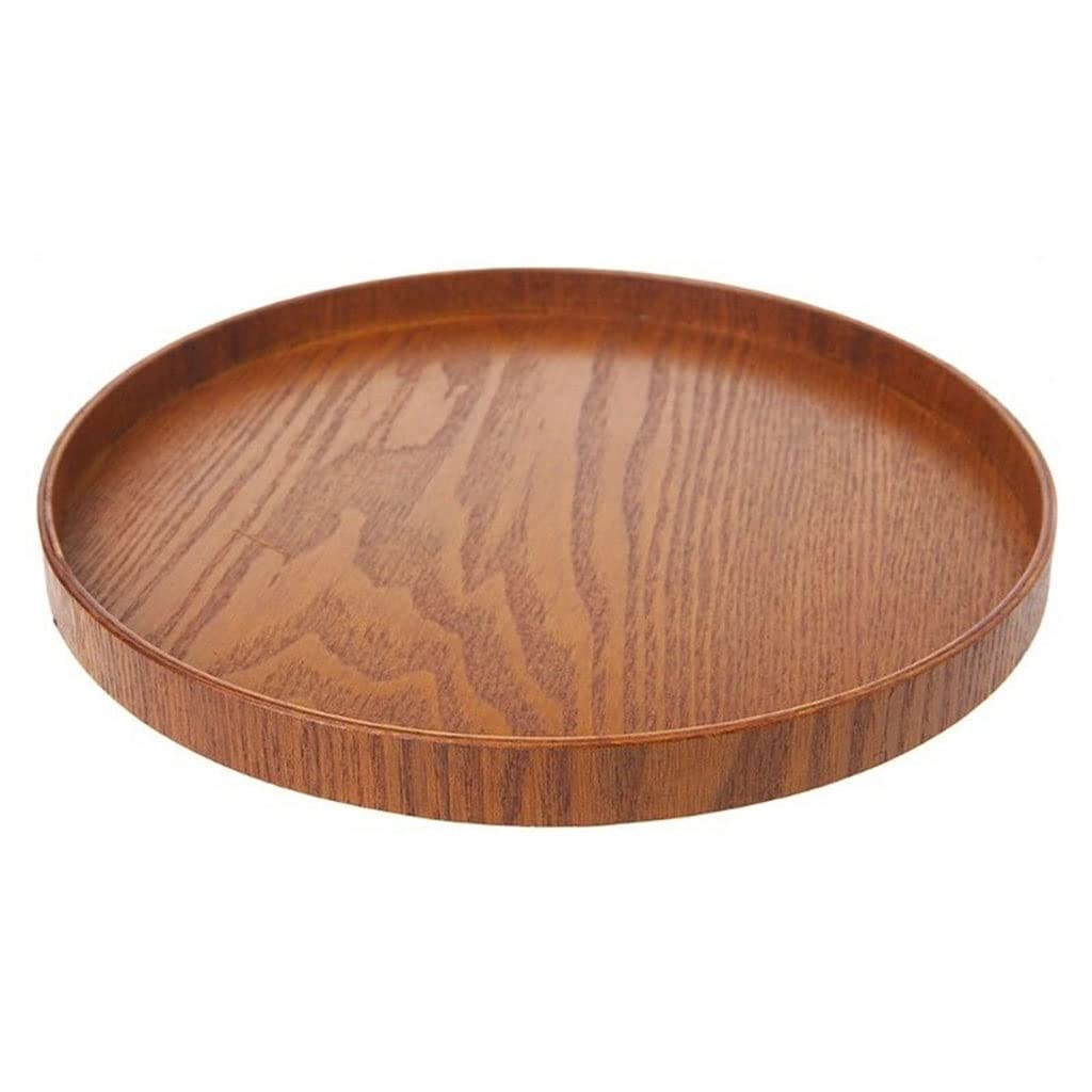 Vintage Wooden Serving Tray - 21cm Round Natural Wood Tea Tray for Bakery, Fruit & Dessert Display - Retro Kitchen Platter for Afternoon Tea, Party Serving & Home Decor (Color: A)