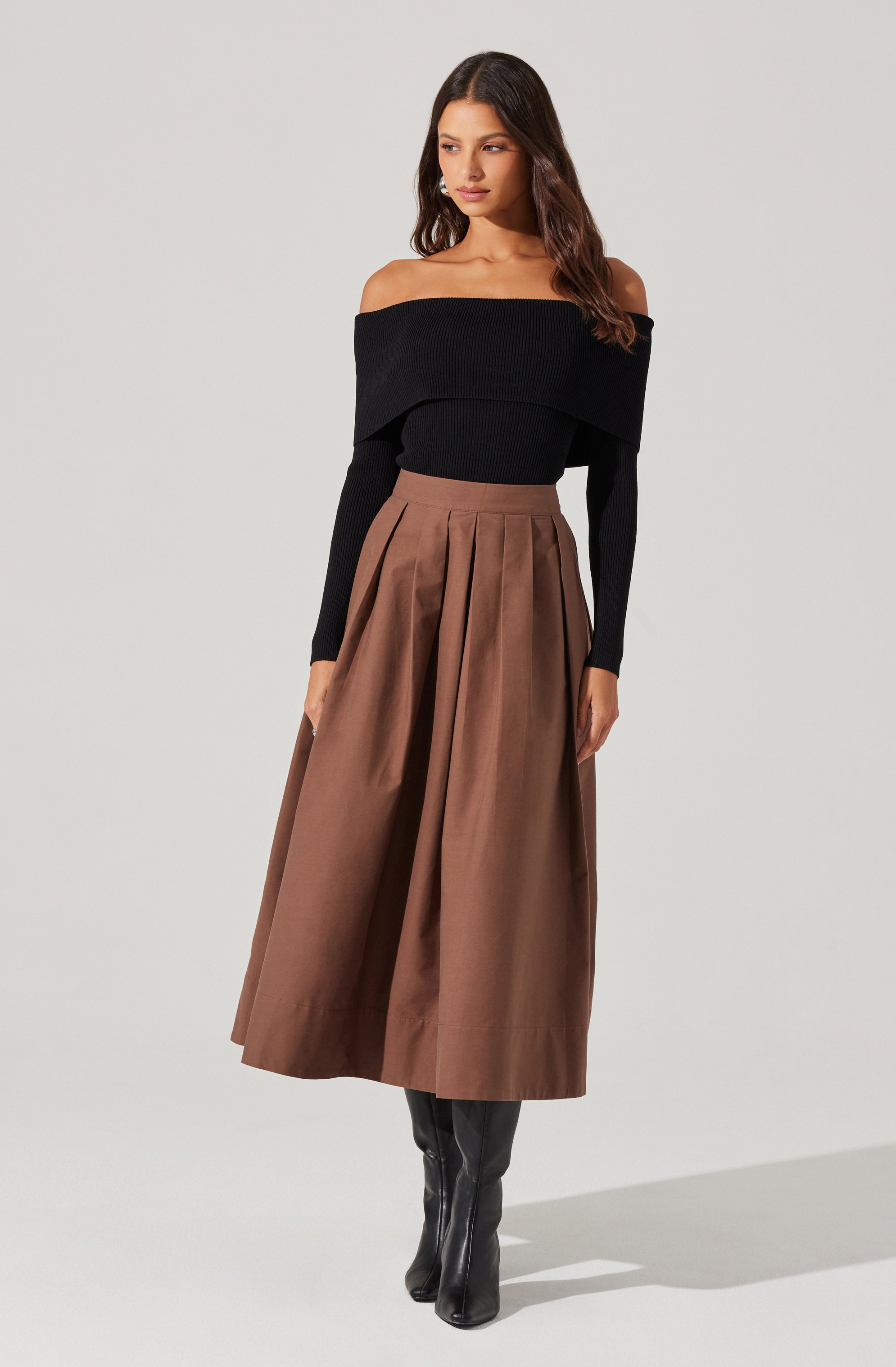 Stylish Foldover Ribbed Off Shoulder Sweater for Women | Trendy Knit Pullover | Perfect for Casual Outfits, Date Nights & Fall Layering