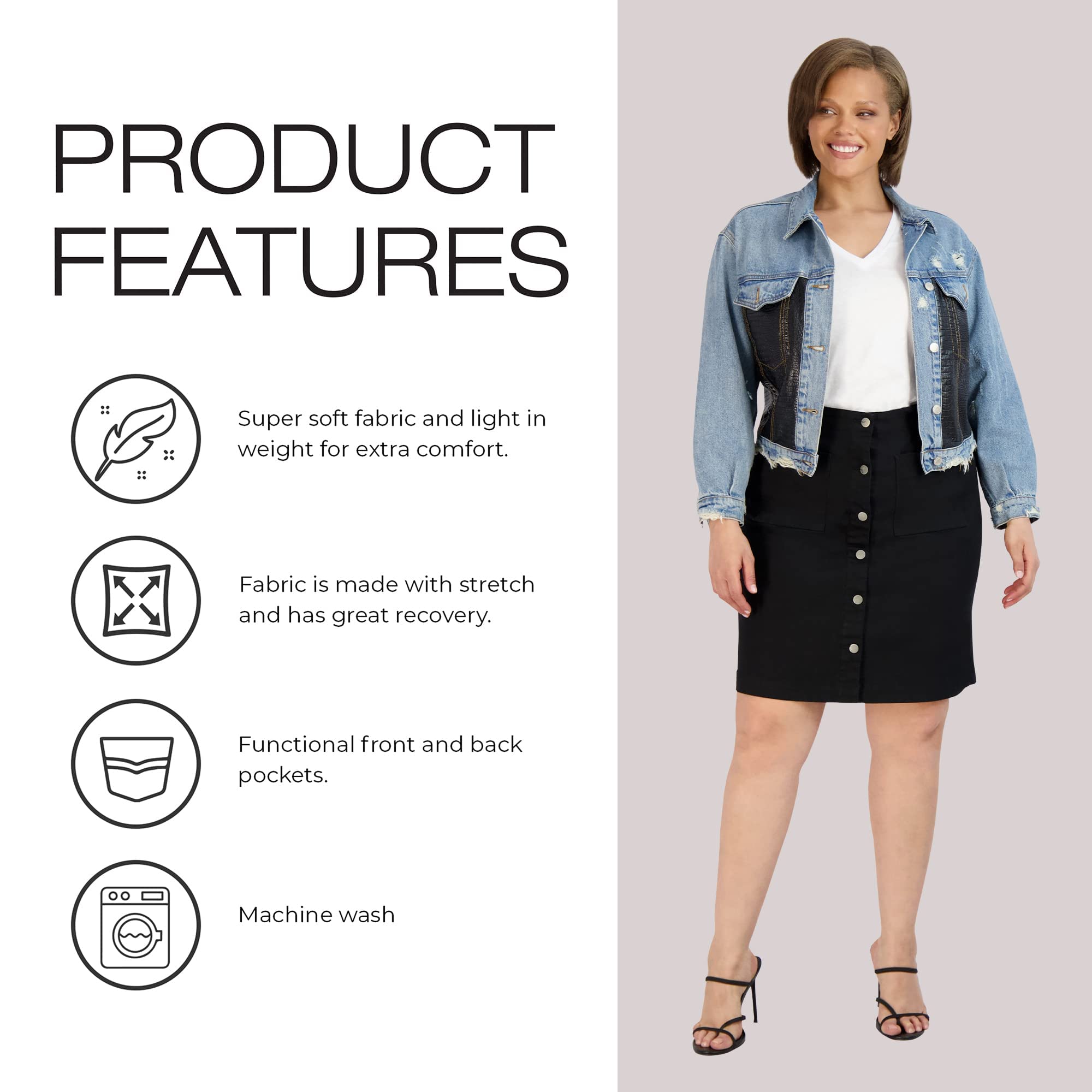 Button Front Skirt for Women - Soft & Comfortable Wrap Skirt with Easy On/Off Design - Perfect for Casual Wear, Office Outfits, and Summer Dressing