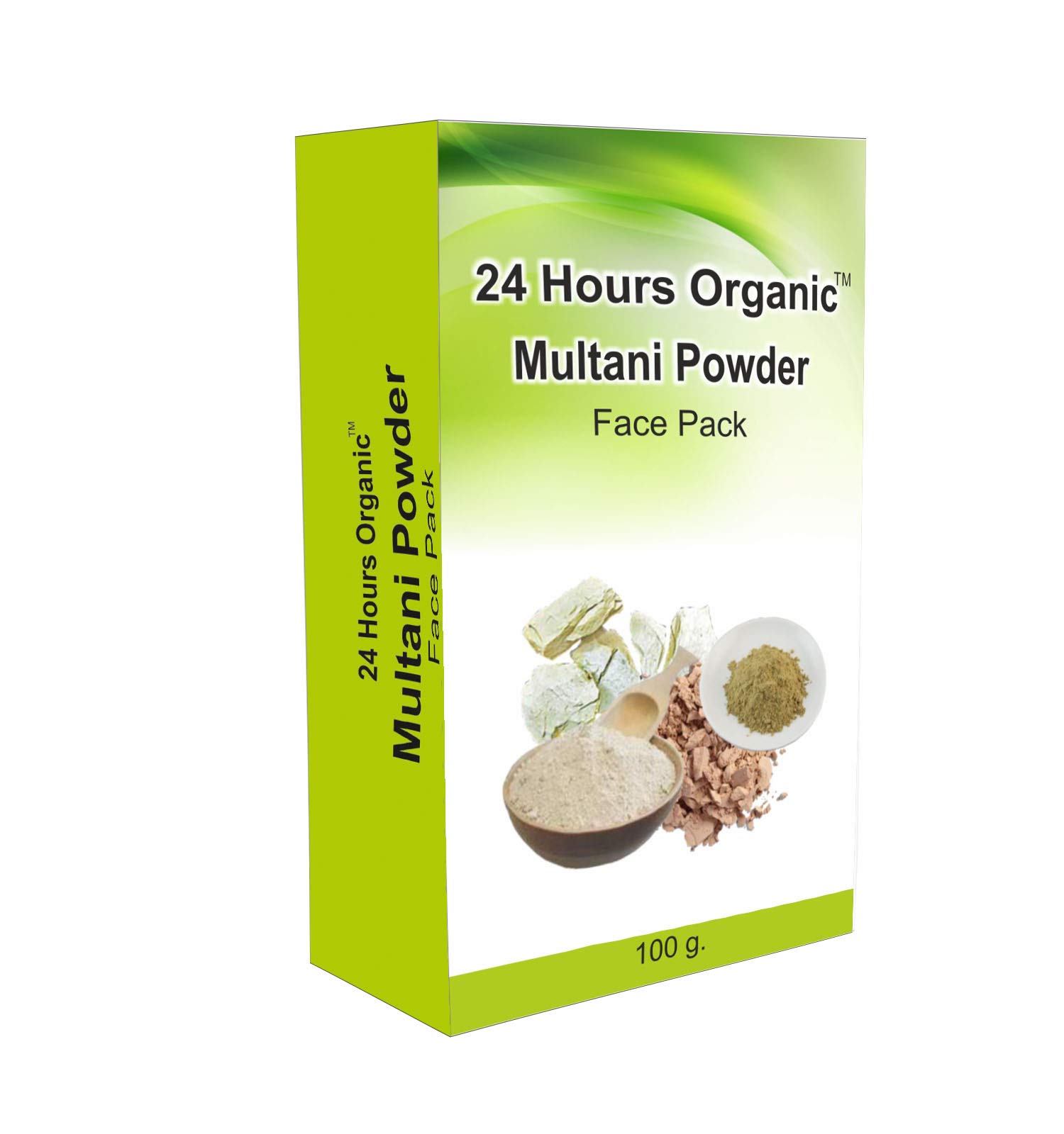 24 Hours Organic Multani Mitti Face Pack Powder 100g with Rose Water 60ml & Vitamin C Serum 30ml - Natural Clay Mask for Glowing Skin - Perfect for Daily Skincare Routine & Spa Treatments