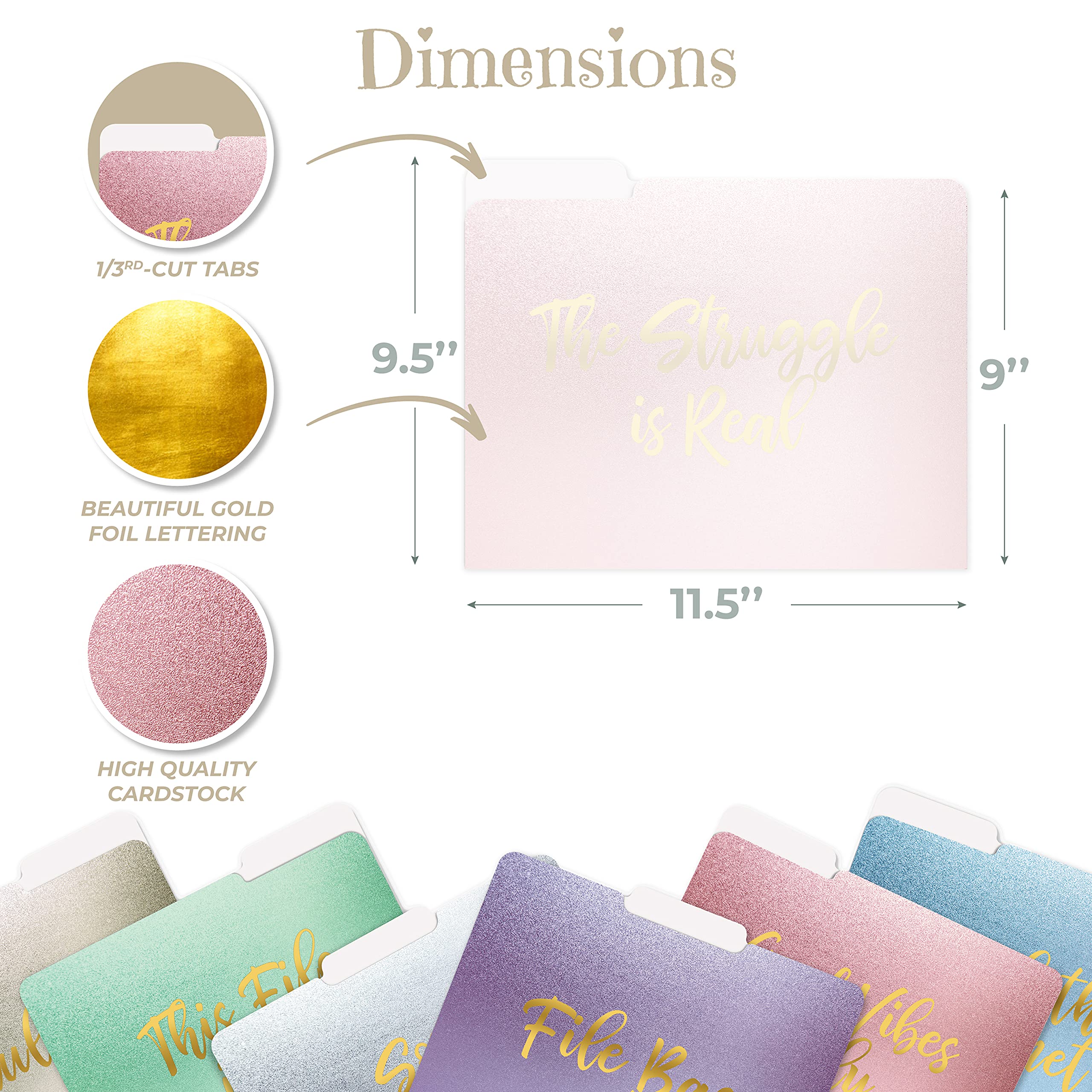 Premium Decorative File Folders 12 Pack - 12 Stylish Designs, Heavyweight Letter Size (9.5