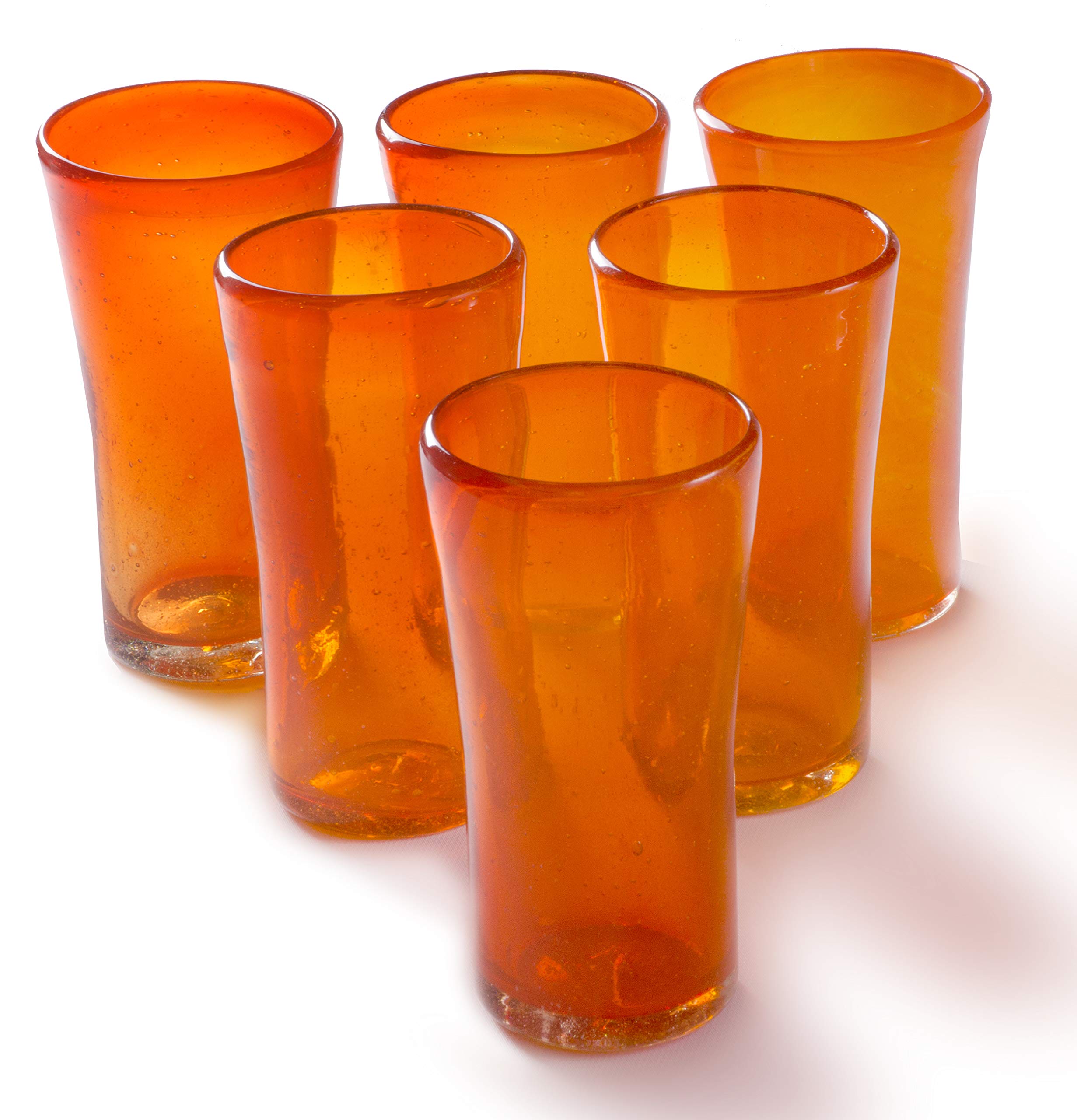 Orion Lily Collection 14 oz Insulated Tumbler with Lid and Straw - Set of 6 Reusable Orange Drinkware for Coffee, Tea, Smoothies - Perfect for Home, Office, Travel and Outdoor Activities