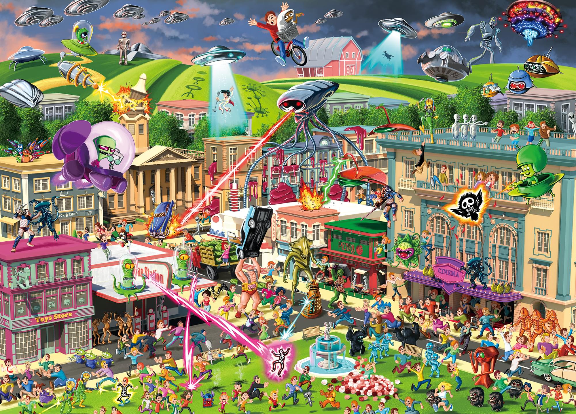 Alien Attack Sci-Fi 1000 Piece Jigsaw Puzzle for Adults - Classic Space Adventure Puzzle Game for Family Night & Stress Relief