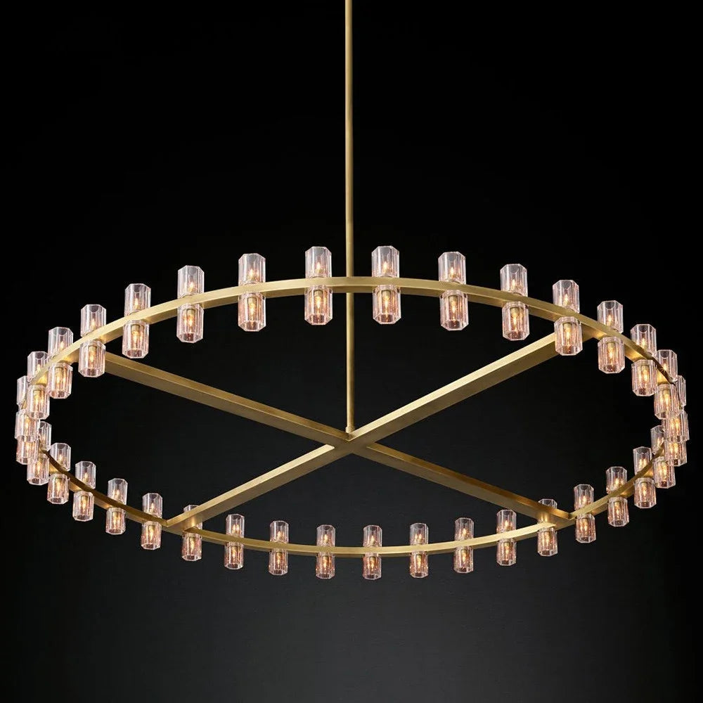 Elegant Crystal Glass Circular Pendant Light - Modern Ceiling Lighting Fixture for Dining Room, Bedroom, and Living Room Decor