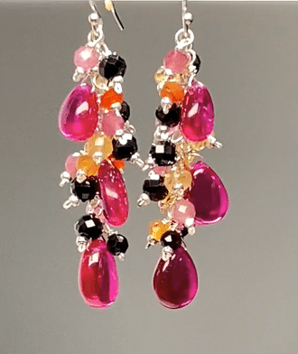 Rubellite Multi Gemstone Long Dangle Earrings Sterling Silver for Women | Elegant Bohemian Jewelry for Parties, Weddings & Special Occasions