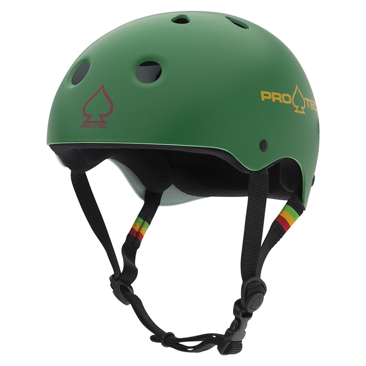Protec Classic Skate Helmet - Matte Rasta Green - Certified Protective Gear for Skateboarding, BMX & Scooter Riding - Perfect for Park, Street & Vert Skating