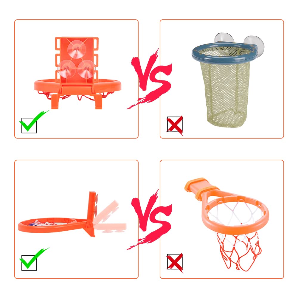 Hotut Mini Baby Basketball Bath Toy - 2-in-1 Kids Basketball Hoop with 5 Balls & 3 Suction Cups, Wall Mounted Shower Basketball Set for Toddlers - Perfect Bath Time Fun Gift for Boys & Girls (Ideal for Bathroom Play, Pool Parties & Indoor Sports Activities)