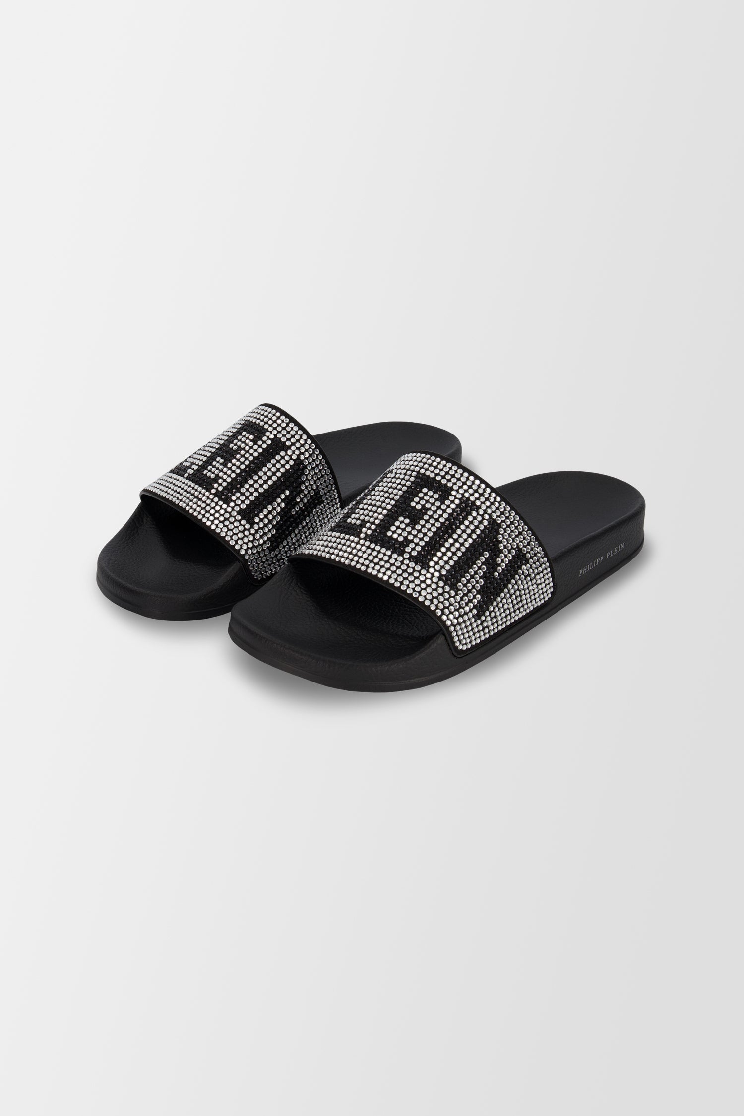 Philipp Plein Black Crystal Flat Gummy Slides - Stylish Comfort for Women's Summer Fashion & Beachwear
