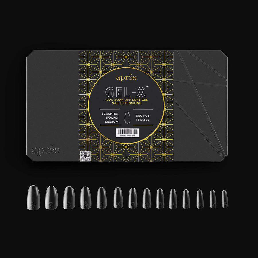 Apres Gel X Tips 2.0 Sculpted Round Medium - 600 Pcs Professional Nail Extension Kit for Salon & DIY Manicure | Perfect for Home, Spa, and Nail Art Enthusiasts