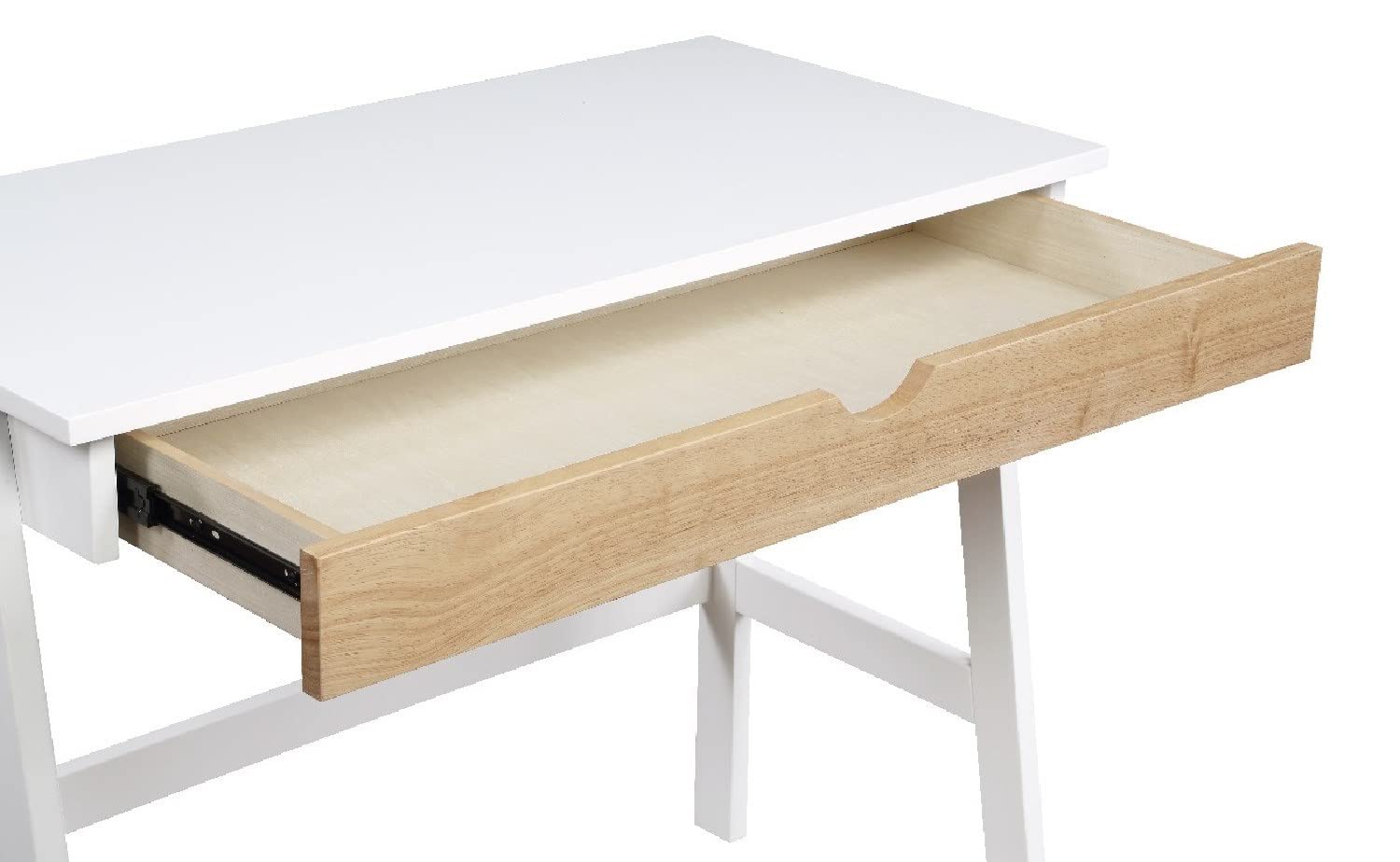 Modern White Vanity Desk with Spacious Tabletop & Large Drawer - Stylish Home Office Writing Table for Women, Workstation, Makeup Dressing & Study Desk - Perfect for Small Spaces & Bedroom Decor