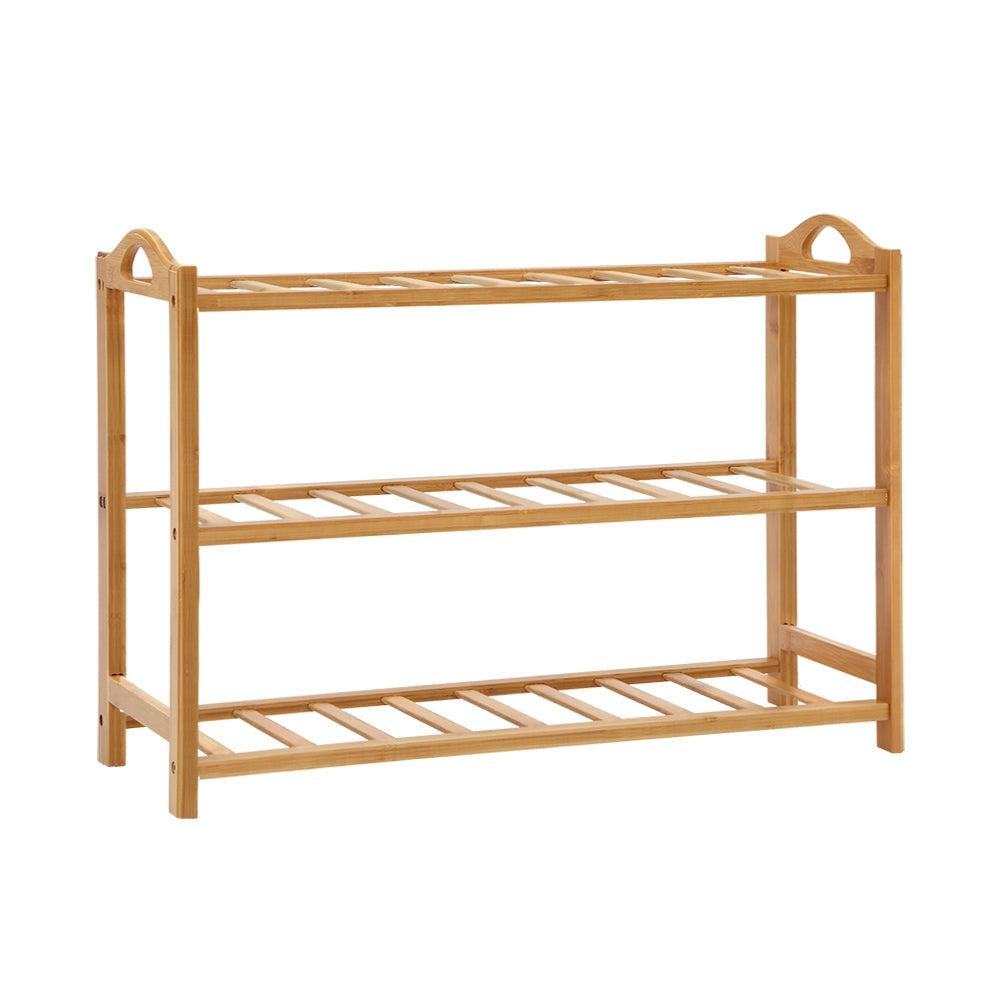 3-Tier Bamboo Shoe Rack Organizer - Wooden Shelf Stand for Entryway, Closet & Bedroom Storage - Space Saving Shoe Storage Solution for Home & Office Organization