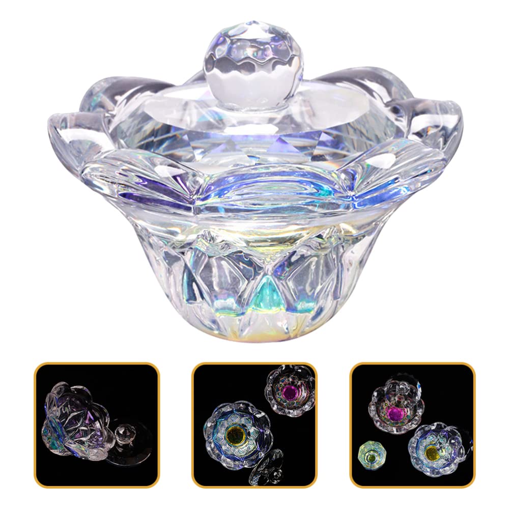 Minkissy Nail Art Crystal Cup with Lid - Multi-Function Manicure Mixing Cup for Acrylic Liquid & Nail Powder, Nail Art Accessory Decor Bowl - Perfect for Salon, Home DIY Nail Designs & Professional Nail Artists