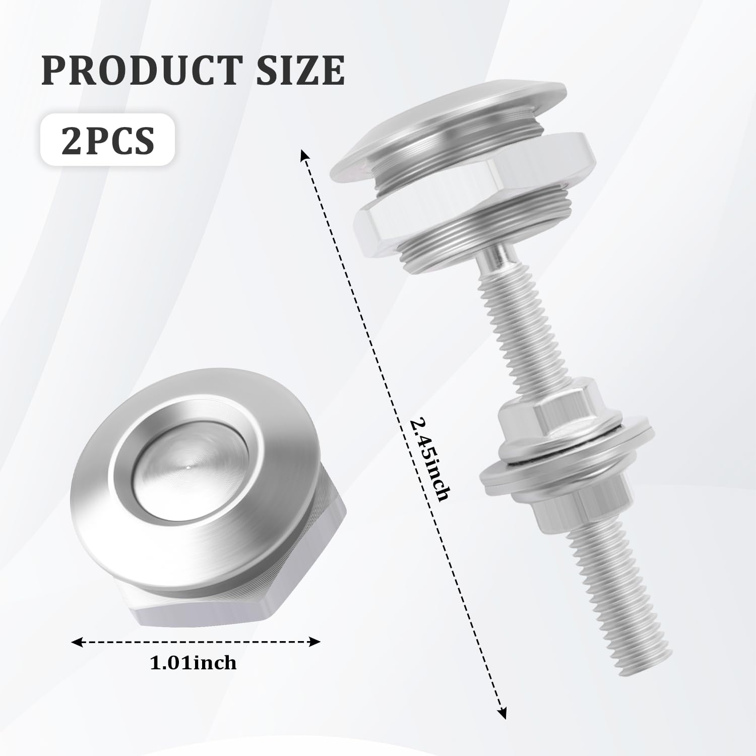 2 Packs Aluminum Alloy Quick Release Hood Pins Kit for Car, Van & RV - 1.01 Inch Bumper Lock Latch Clips for Hood Protection (Silver) | Perfect for Off-Roading, Car Shows & Vehicle Security