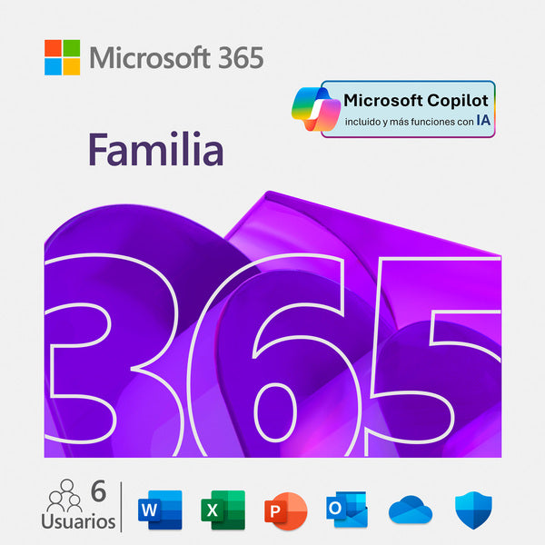 Microsoft 365 Family Annual Subscription with AI - 6 Users | 1TB OneDrive Cloud Storage | Premium Office Apps | Ideal for Home & Remote Work