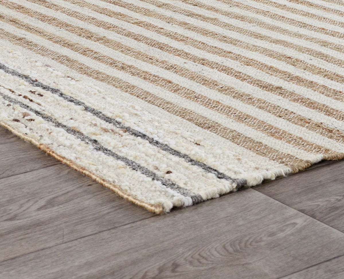 Comporta Pego Stripe Rug - Handwoven Cotton Area Rug for Living Room, Bedroom & Dining Room - Boho Chic Home Decor