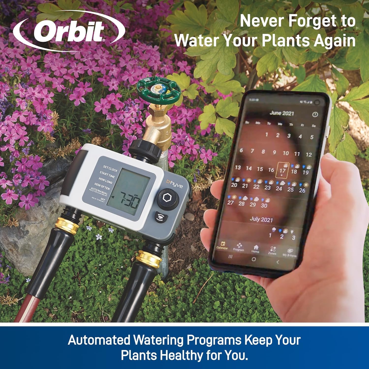 Orbit 24637 B-hyve XD 2-Port Smart WiFi Hose Watering Timer with Hub - Automatic Garden Sprinkler Controller for Lawns & Plants