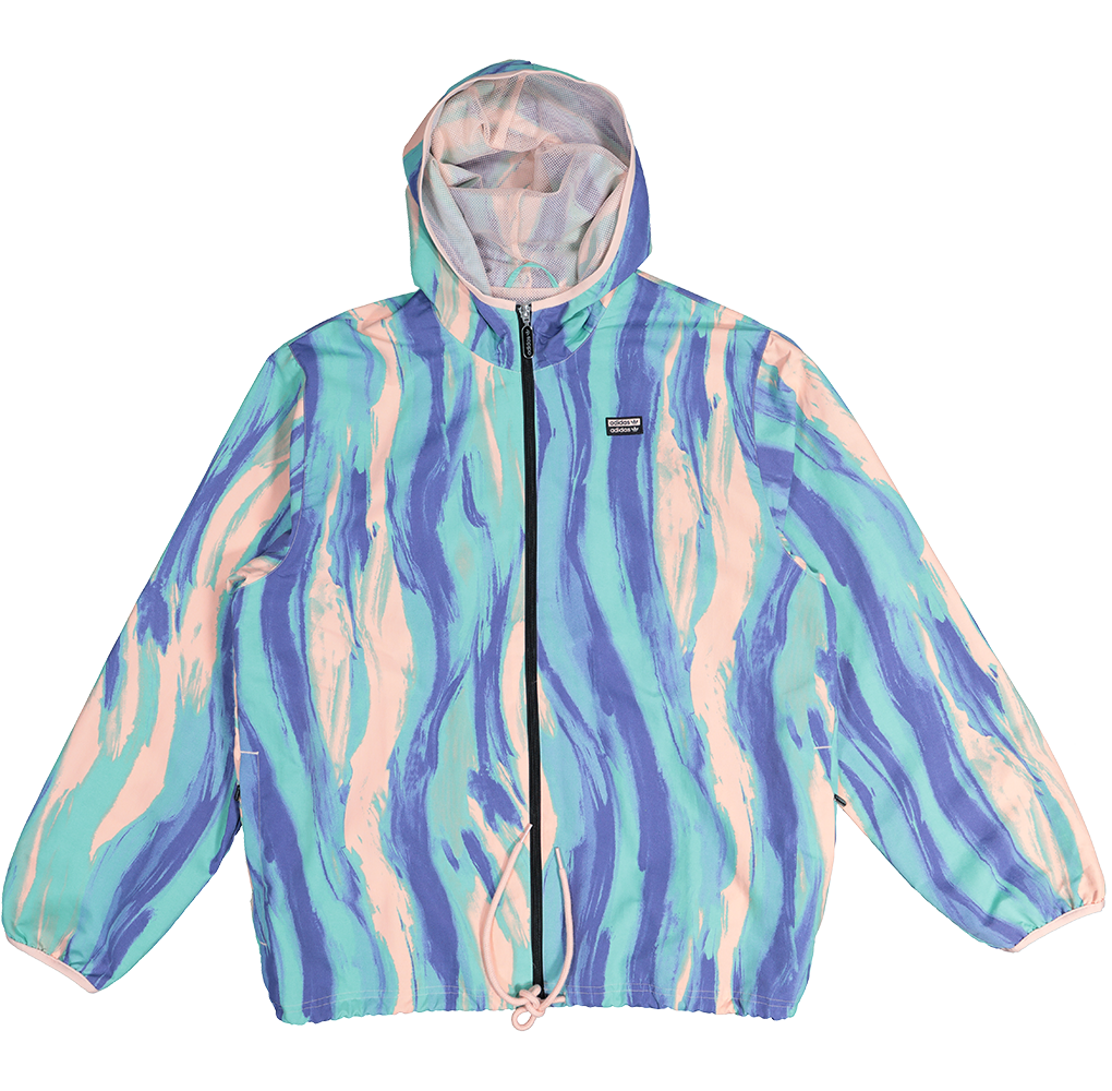Adidas Marbled Paint Patrick Kyle Windbreaker Jacket - Vapor Pink & Multi-Color Lightweight Windbreaker for Running, Hiking & Outdoor Activities