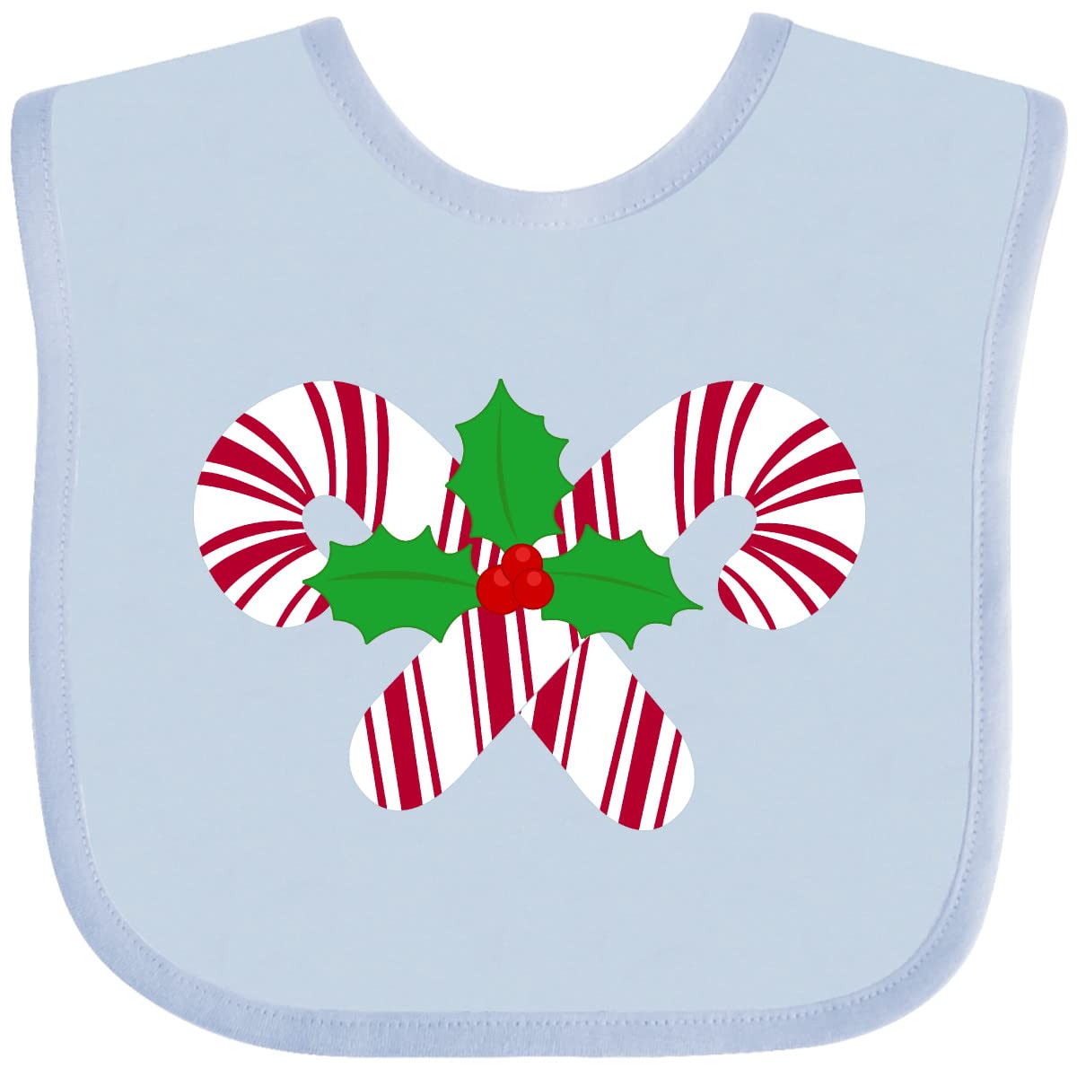 Inktastic Candy Canes & Holly Christmas Baby Bib - Soft Cotton Drool Bib for Infants - Perfect Holiday Gift for Newborns & Toddlers (Great for Christmas Photos, Family Gatherings & Festive Celebrations)