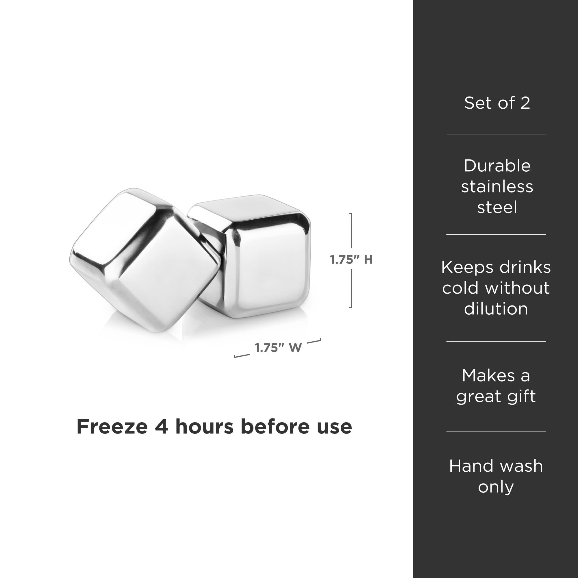 Premium Stainless Steel Ice Cubes Set of 2 - Reusable Whiskey & Cocktail Chillers for Scotch, Bourbon, Wine - Perfect for Home Bars, Parties & Gifts