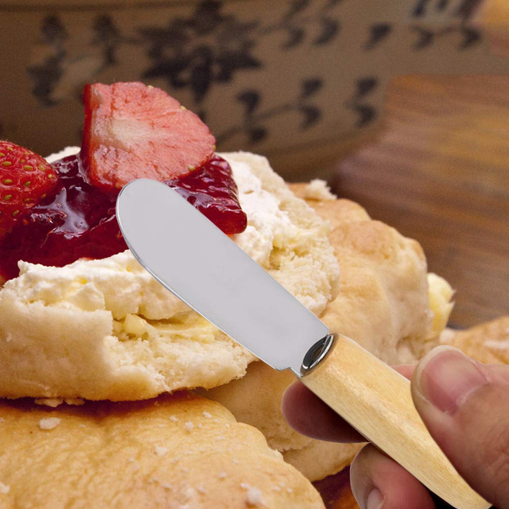 Premium Wooden Butter Knives Set of 10 - 4 Inch Sandwich Spreaders for Cream Cheese, Jam & Condiments - Perfect for Breakfast, Tea Parties & Catering Events