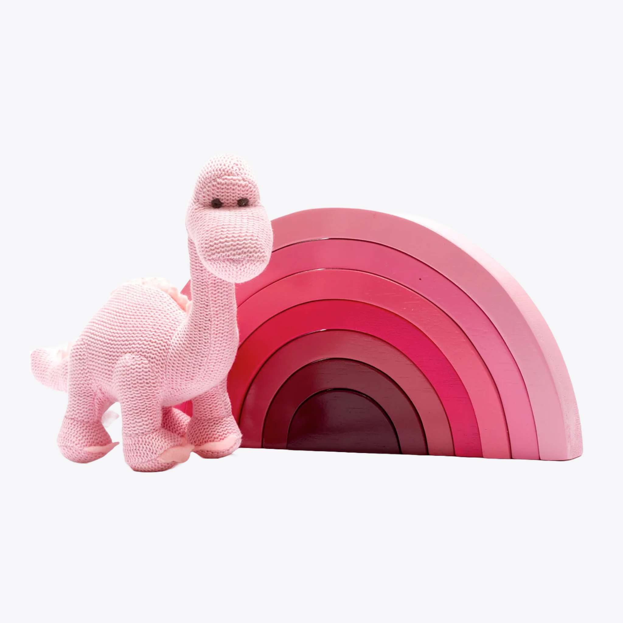 Wooden Rainbow Stacking Toy - Natural Wood Pastel Pink Blocks for Kids, Montessori Learning & Nursery Decor | Perfect for Toddler Sensory Play & Room Decoration