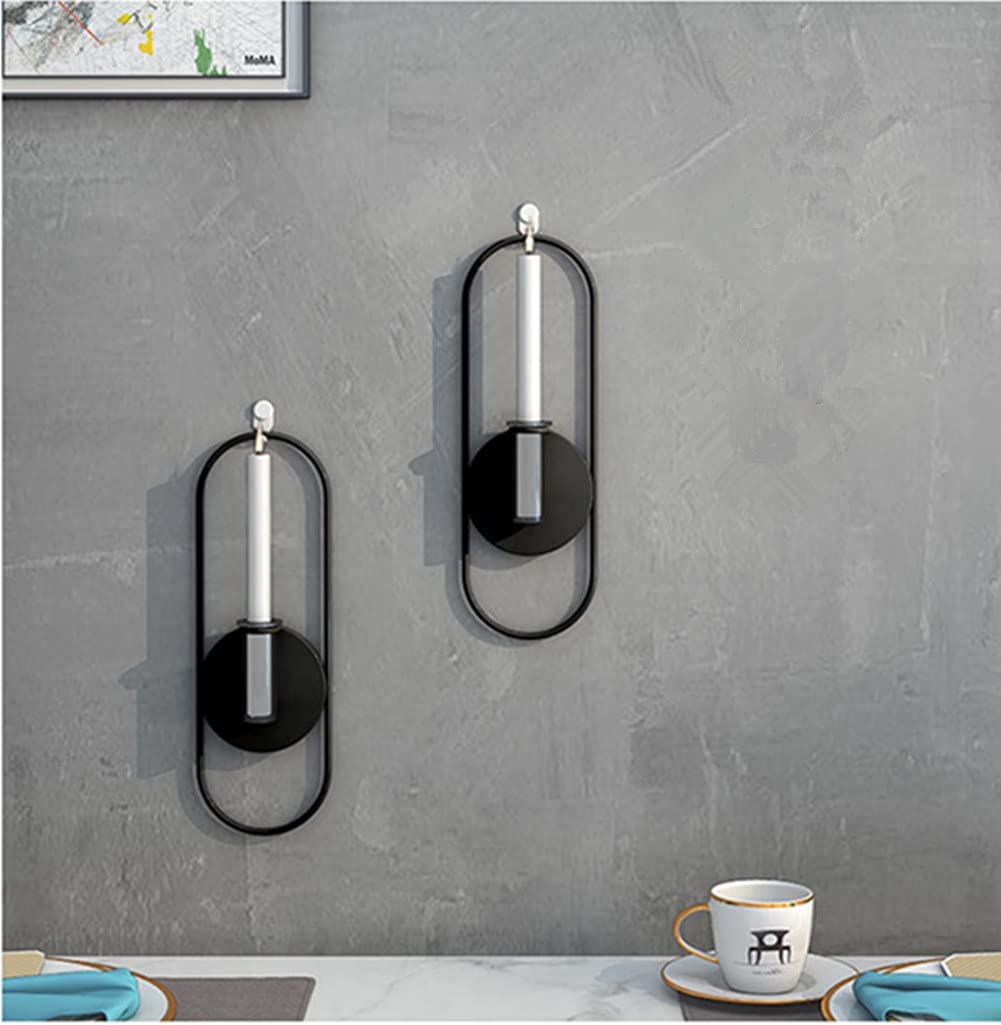 Metal Wall Sconce Candle Holder Set of 2 - Black Wall Mounted Hanging Shelves for Living Room, Dining Room & Aisle Decor - Perfect for Romantic Ambiance, Wedding Decor & Home Interior Design