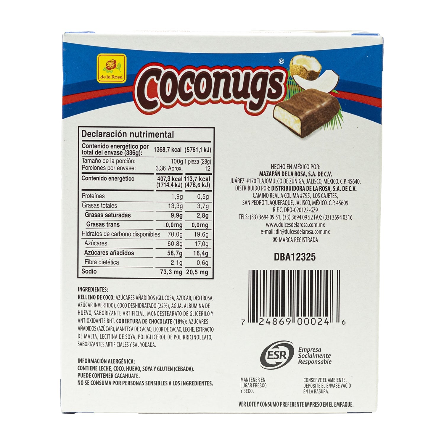 De La Rosa Coco Nugs Mexican Candy - 12 Count Box | Sweet Coconut Treats for Parties, Gifts & Snacking