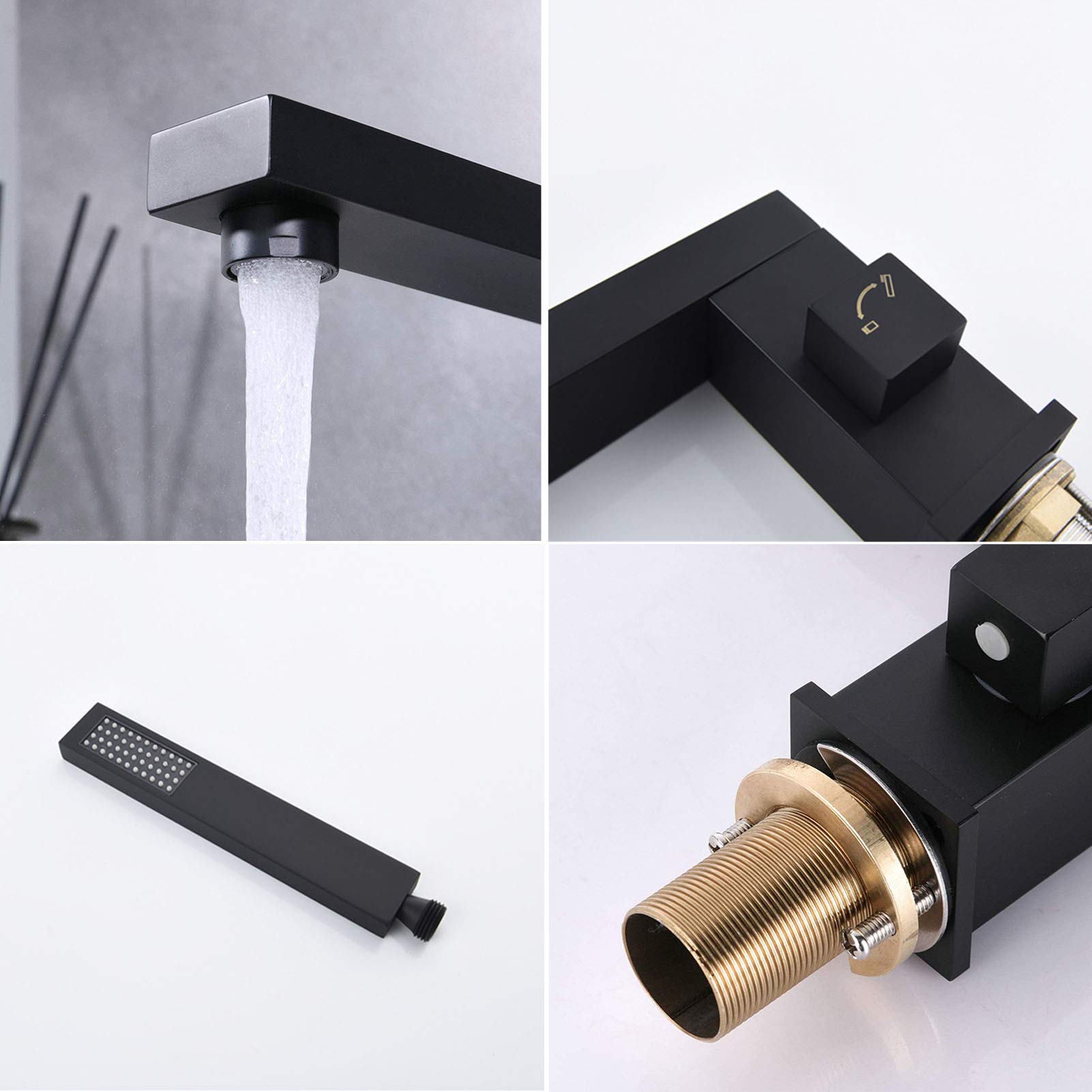 Brass Single Handle Deck Mount Bathtub Faucet with Hand Shower - 360° Swivel Spout, 3-Hole Bathtub Filler Set in Brushed Gold Finish | Perfect for Modern Bathroom Renovations and Spa-Like Shower Experiences