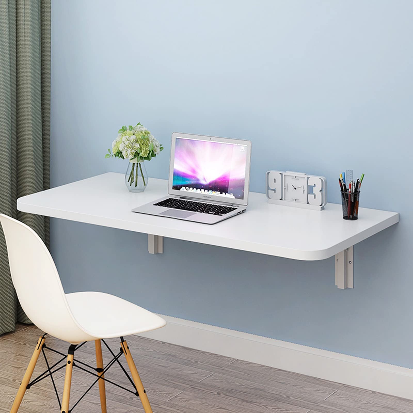 LIGUOYI Wall Mounted Folding Drop Leaf Table - Space Saving Multifunctional Floating Desk for Dining, Study, Computer Work | Foldable Design for Kitchen, Bedroom, Laundry Room | Yellow, Blue, White, Black Options | Perfect for Small Apartments, Dorms & Home Offices