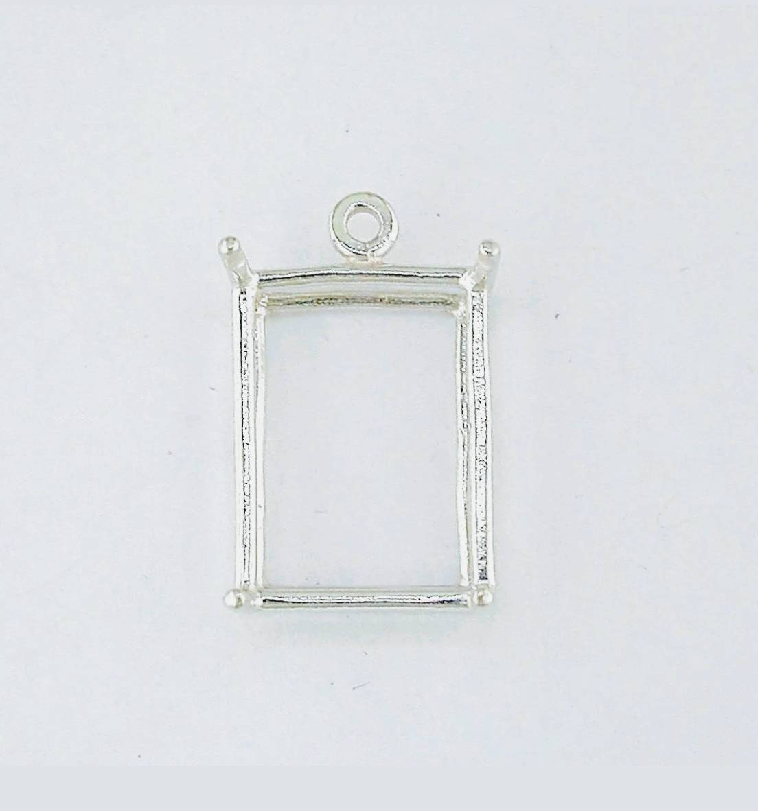 Solid Sterling Silver or 14k Gold 7x5mm Emerald Cut Dangle Pendant Setting - Handcrafted in USA (20x18mm) - Perfect for Necklaces, Earrings & Jewelry Making