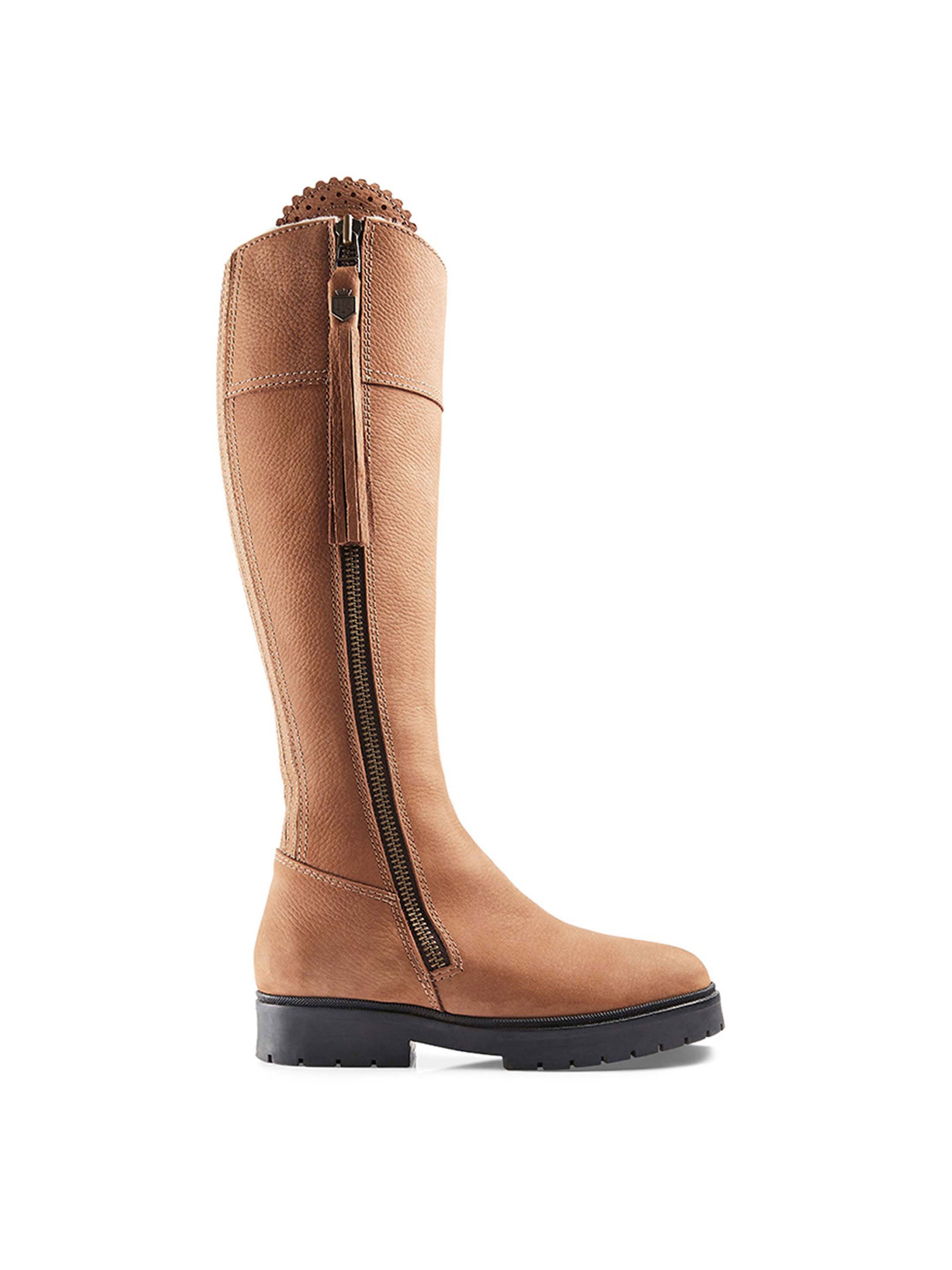 Shearling Lined Regina Boots - Women's Regular Fit Cognac Nubuck Leather Ankle Boots for Winter & Fall Fashion