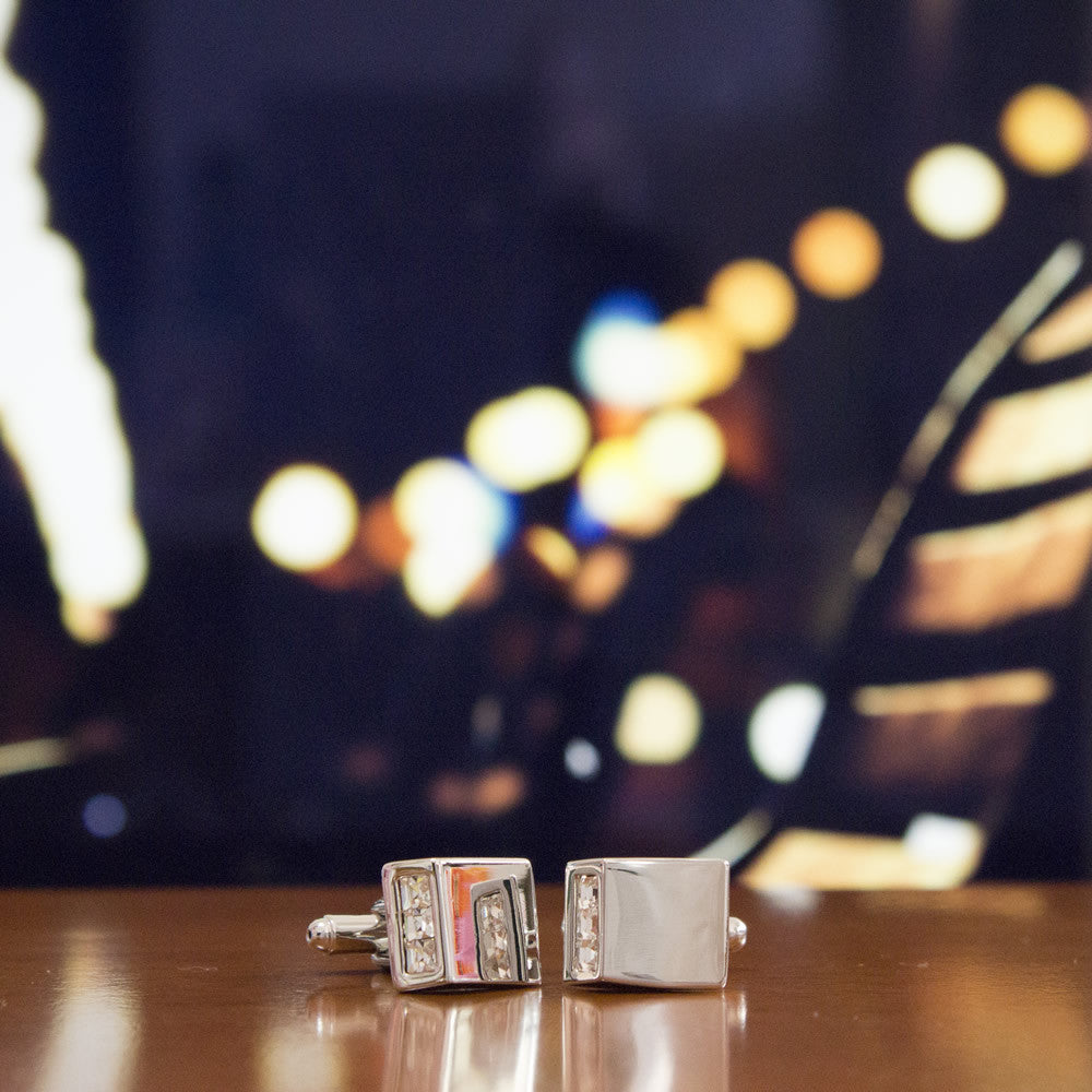 KingCuffs Angled Crystal Cufflinks for Men - Elegant Dress Shirt Accessories for Weddings, Business & Formal Events