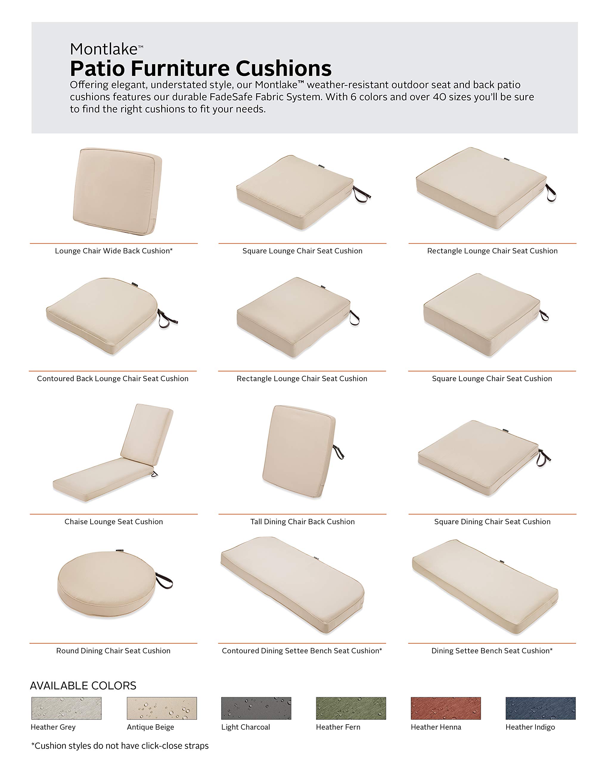 Water-Resistant Patio Lounge Cushion 19x20x4 - Antique Beige for Outdoor Loveseats